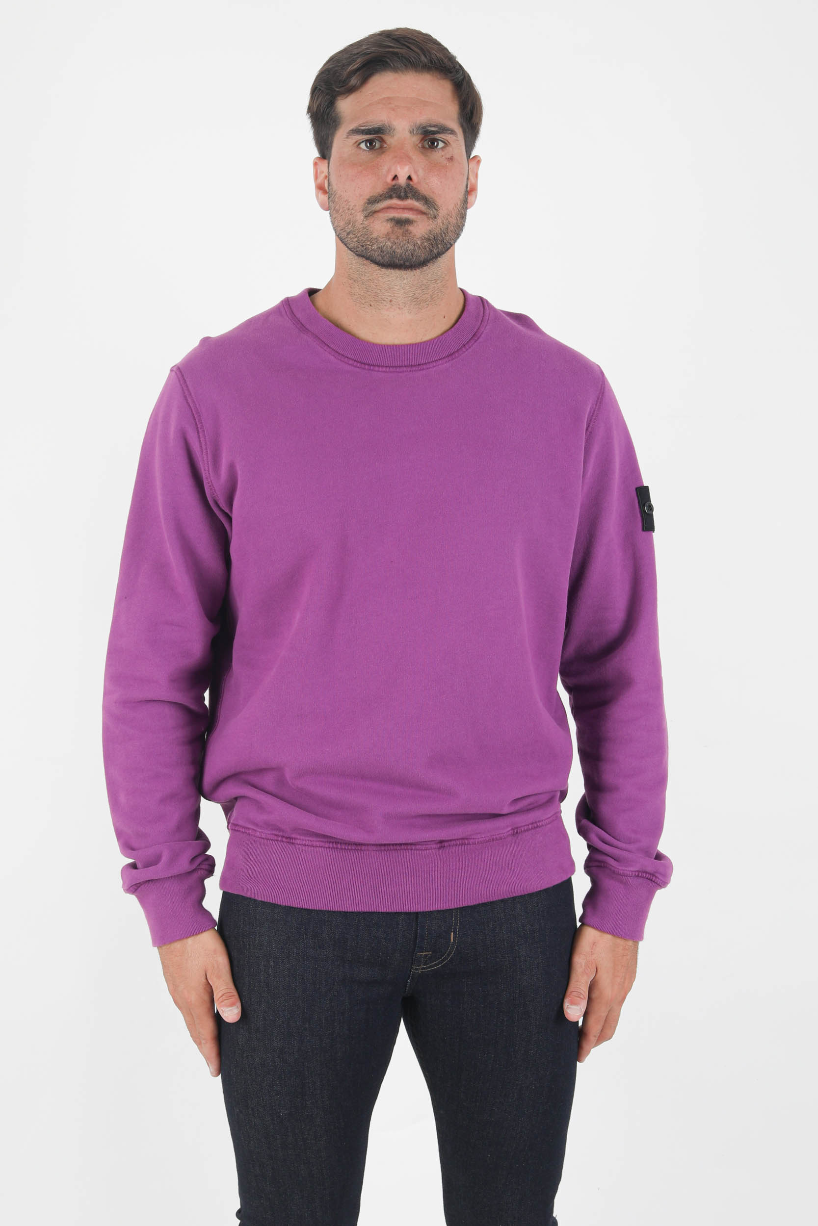 SWEAT COL ROND STONE ISLAND MAGENTA 751563020-V0045