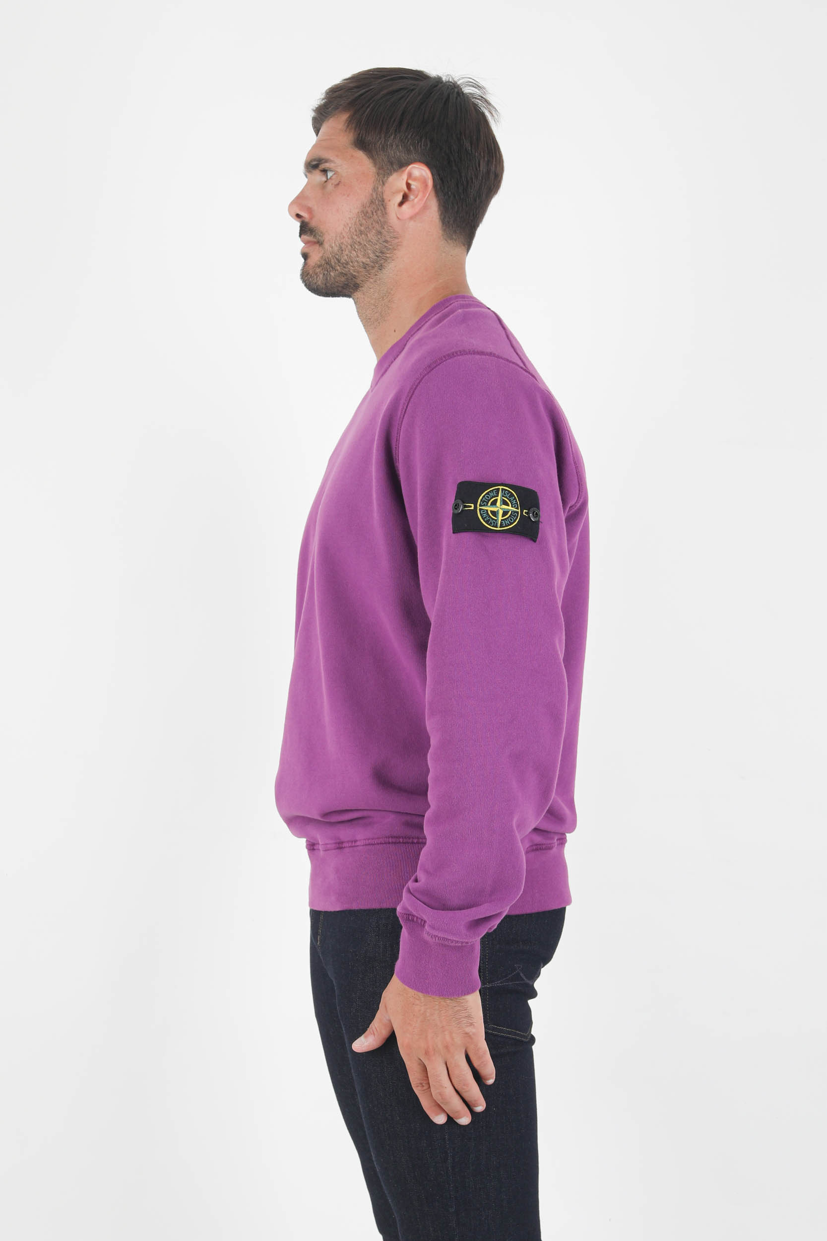SWEAT COL ROND STONE ISLAND MAGENTA 751563020-V0045