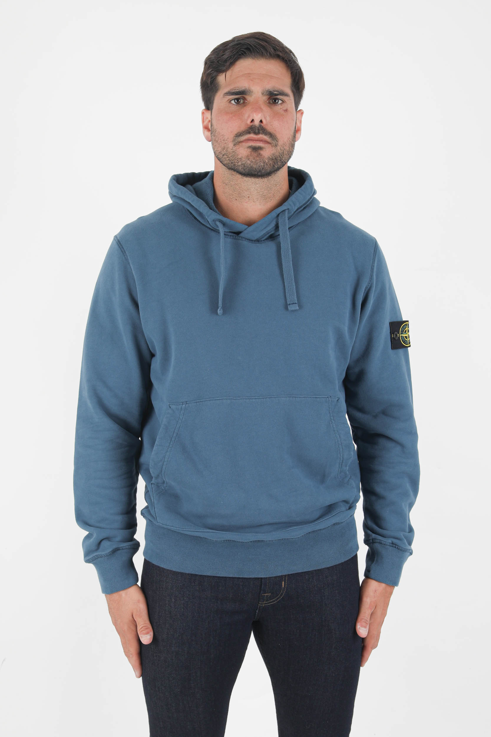 SWEAT A CAPUCHE STONE ISLAND BLEU PETROLE 751564120-V0023