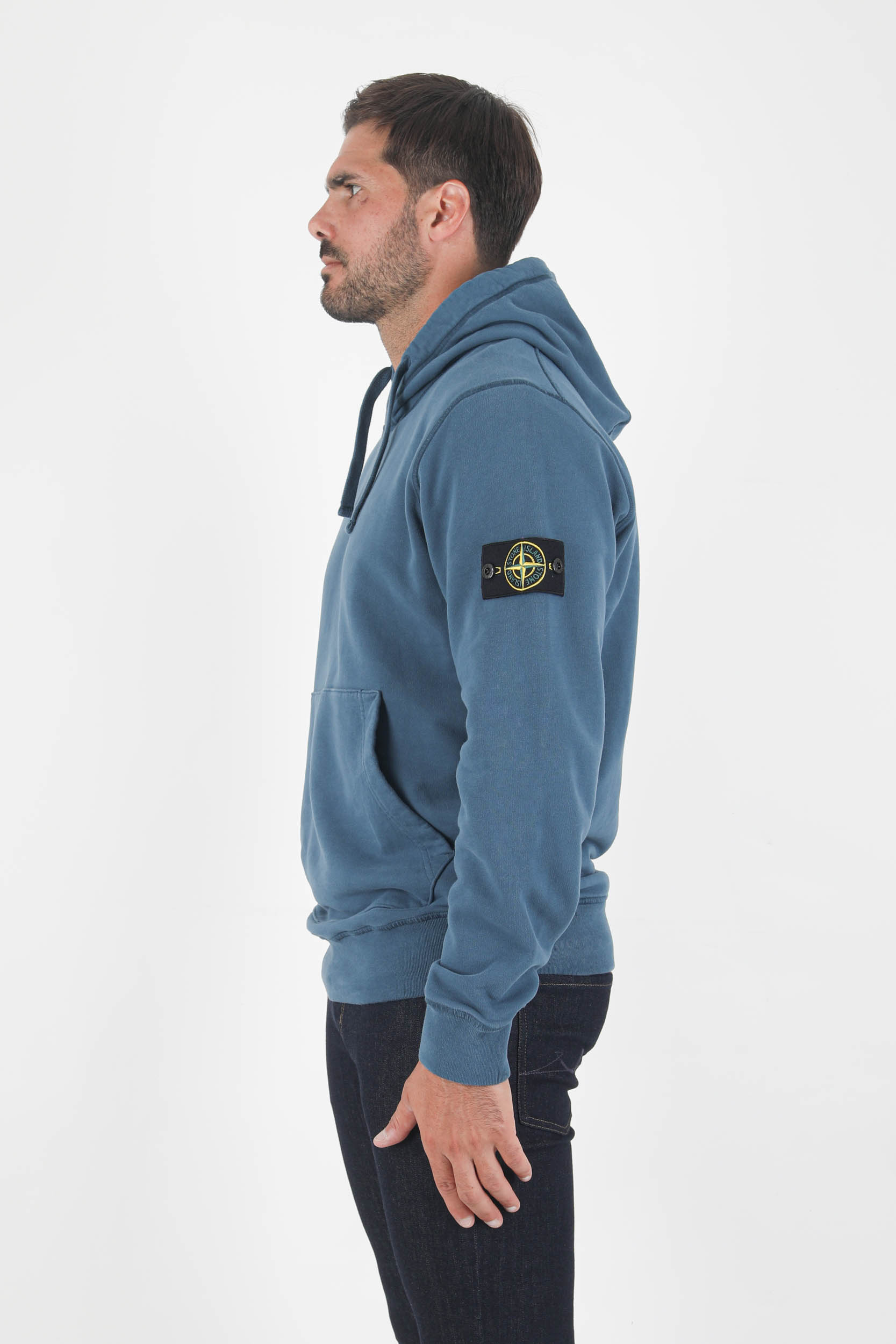 SWEAT A CAPUCHE STONE ISLAND BLEU PETROLE 751564120-V0023