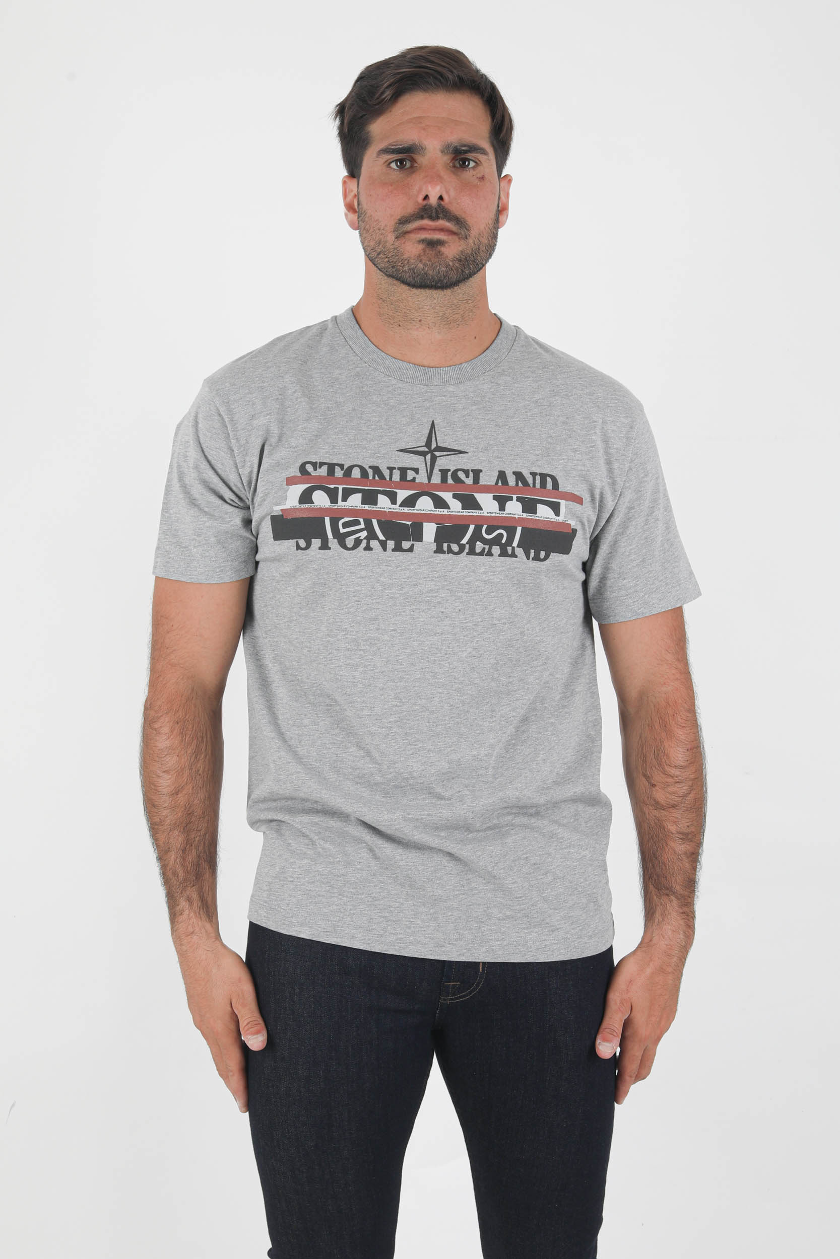T-SHIRT STONE ISLAND GRIS GROS LOGO 75152NS82-V0M64