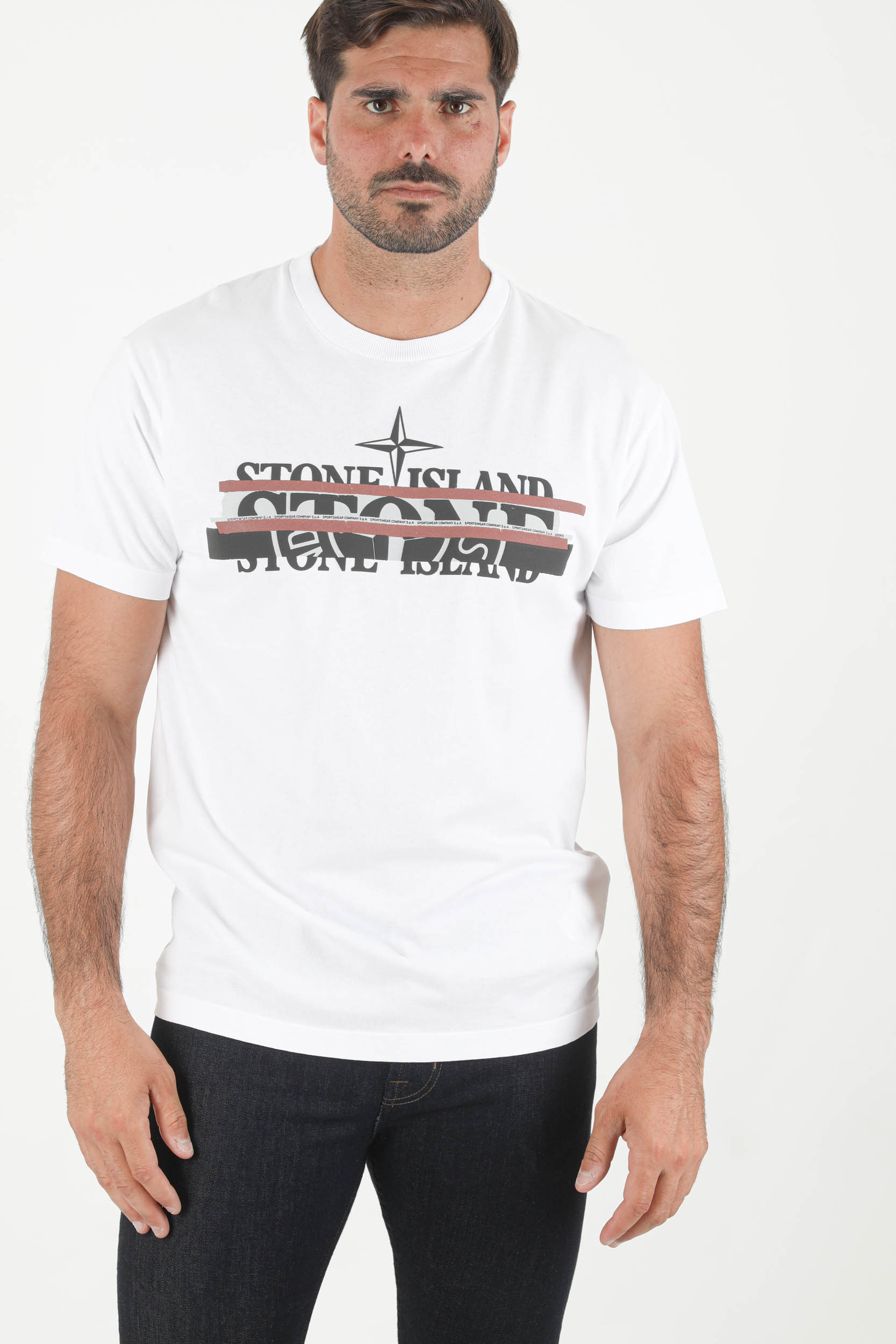 T-SHIRT STONE ISLAND GROS LOGO BLANC 75152NS82-V0001