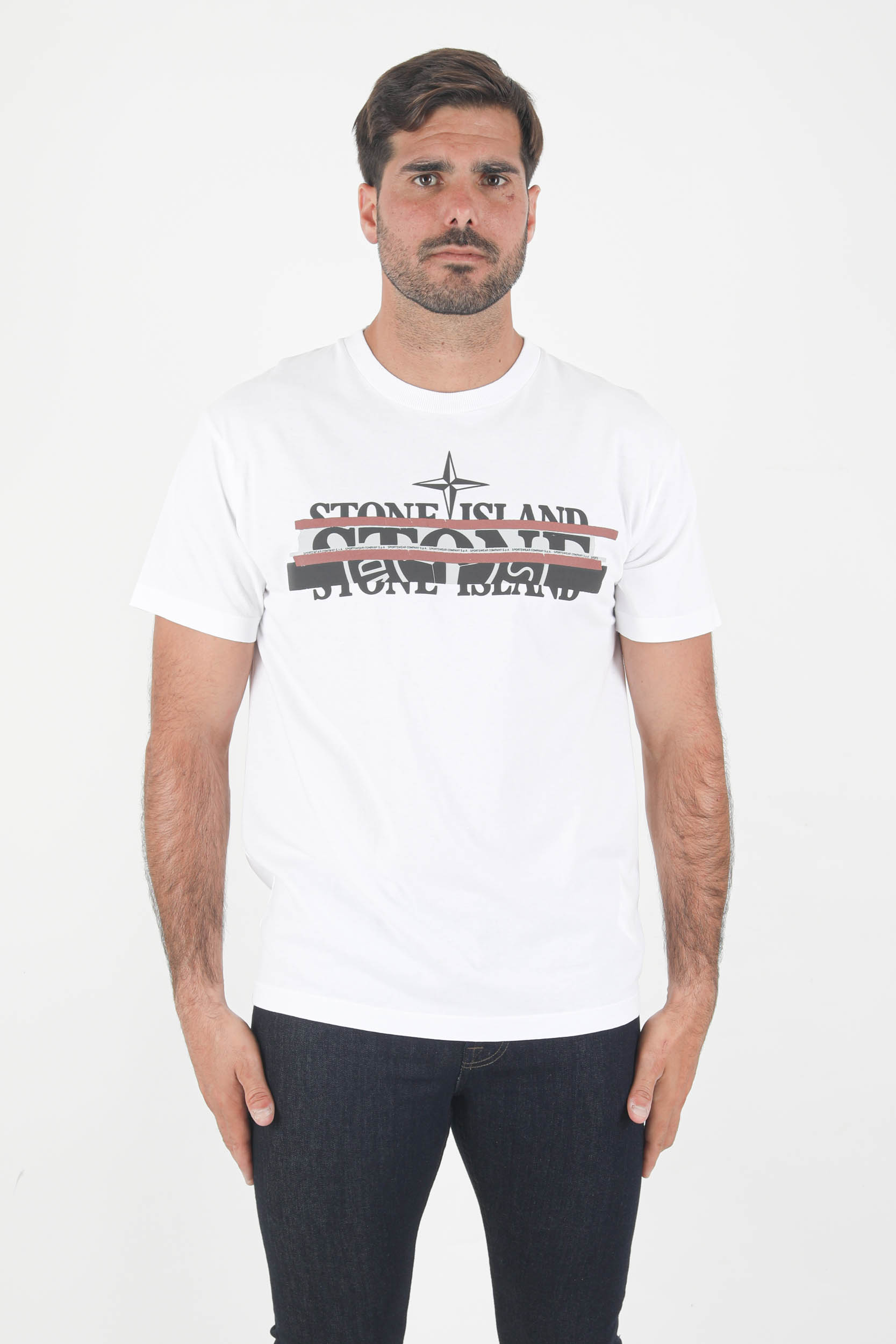 T-SHIRT STONE ISLAND GROS LOGO BLANC 75152NS82-V0001