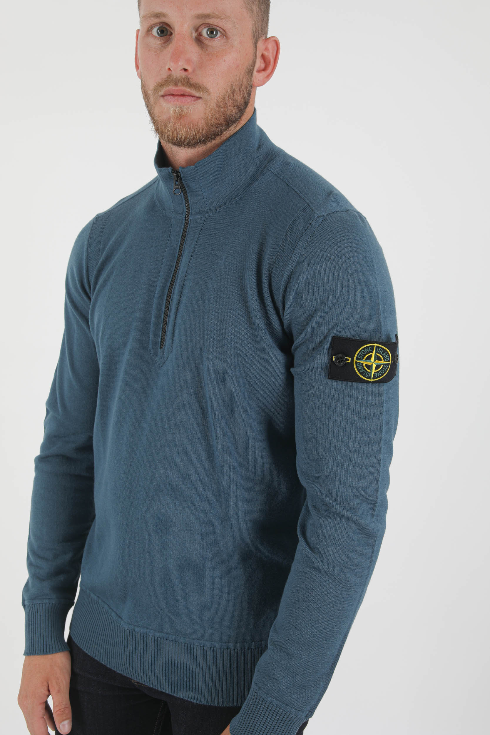 PULL COL CAMIONNEUR STONE ISLAND BLEU PETROLE 7515515C4-V0023