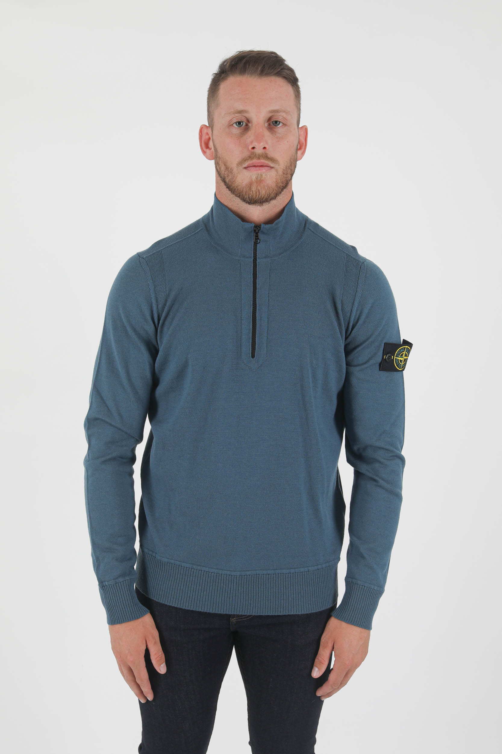 PULL COL CAMIONNEUR STONE ISLAND BLEU PETROLE 7515515C4-V0023