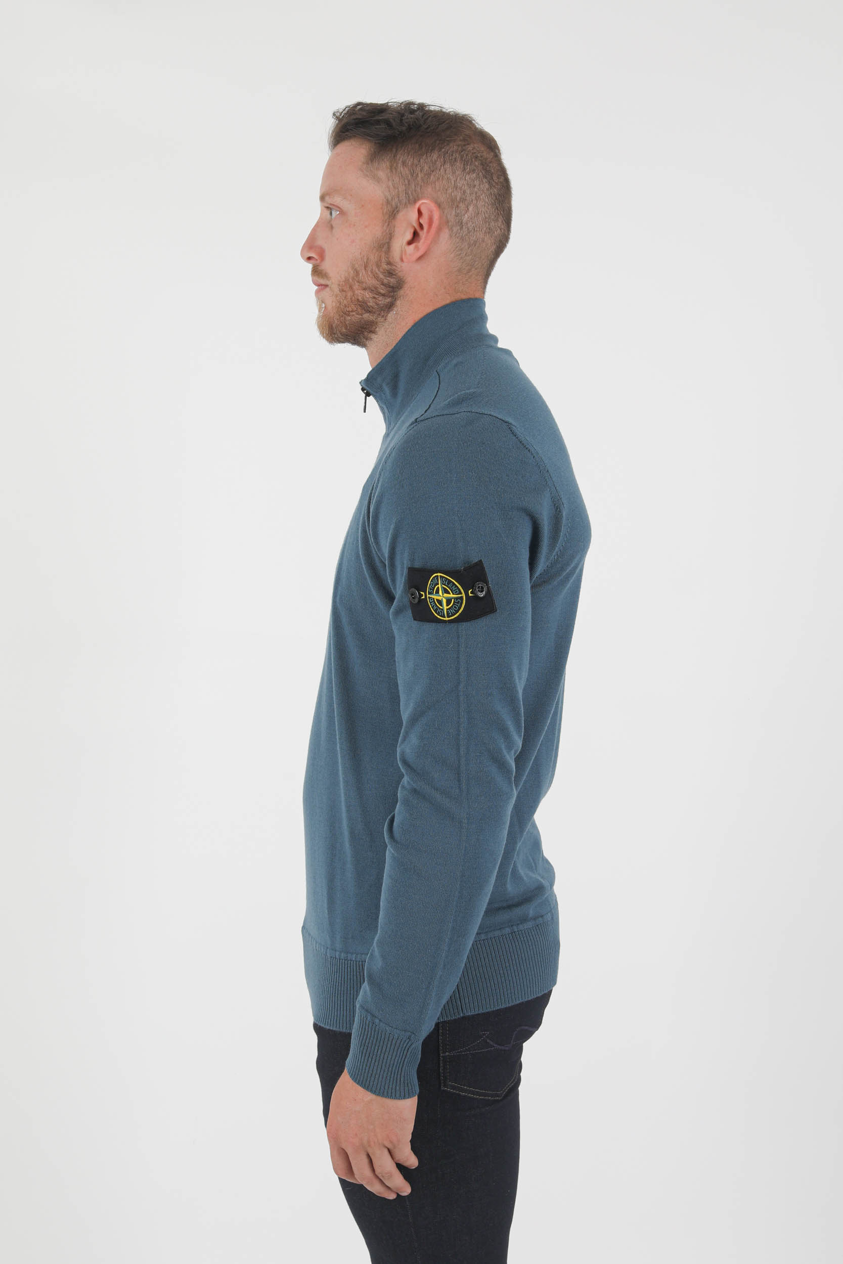 PULL COL CAMIONNEUR STONE ISLAND BLEU PETROLE 7515515C4-V0023