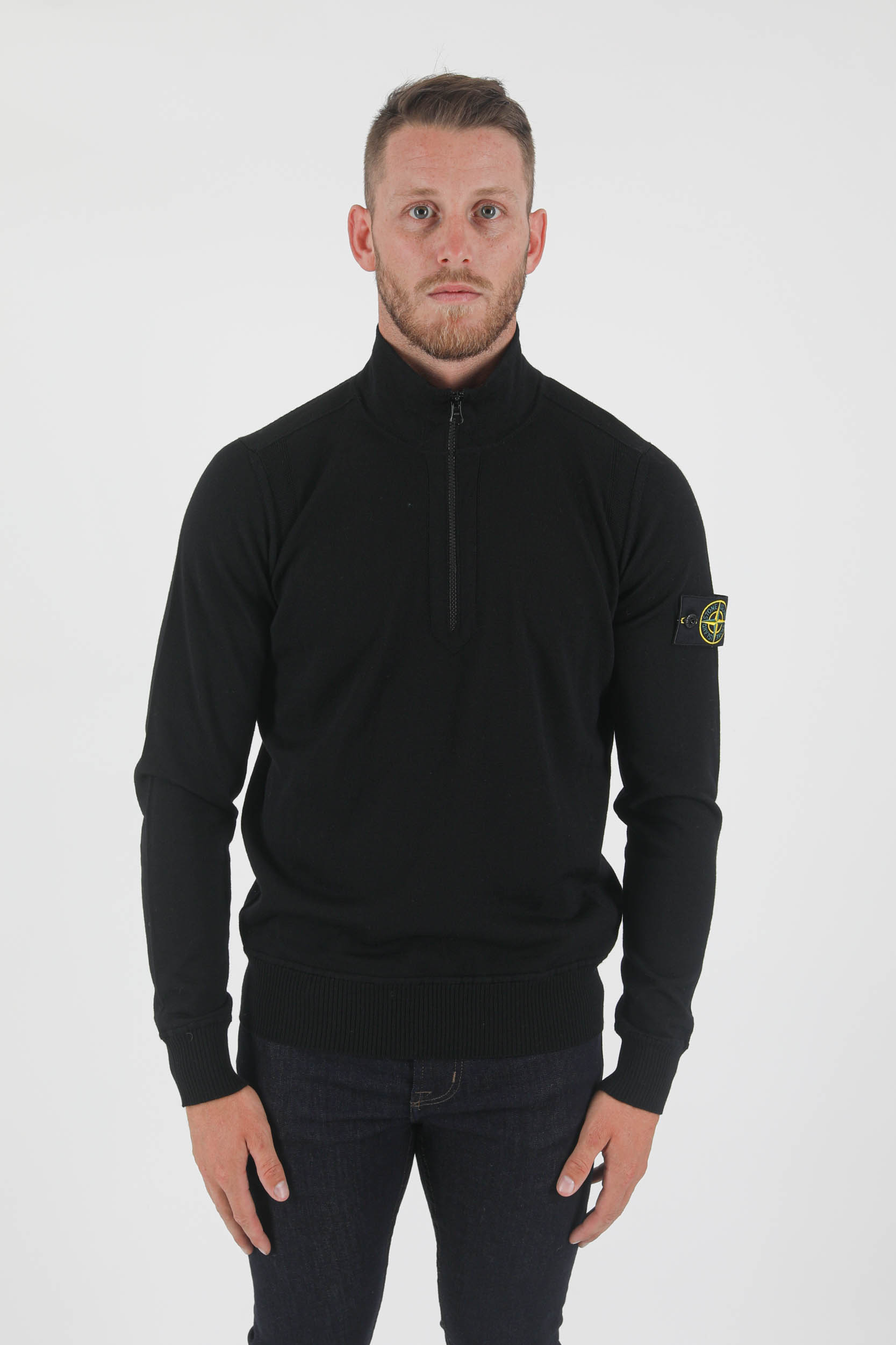 PULL COL CAMIONNEUR STONE ISLAND NOIR 7515515C4-V0029