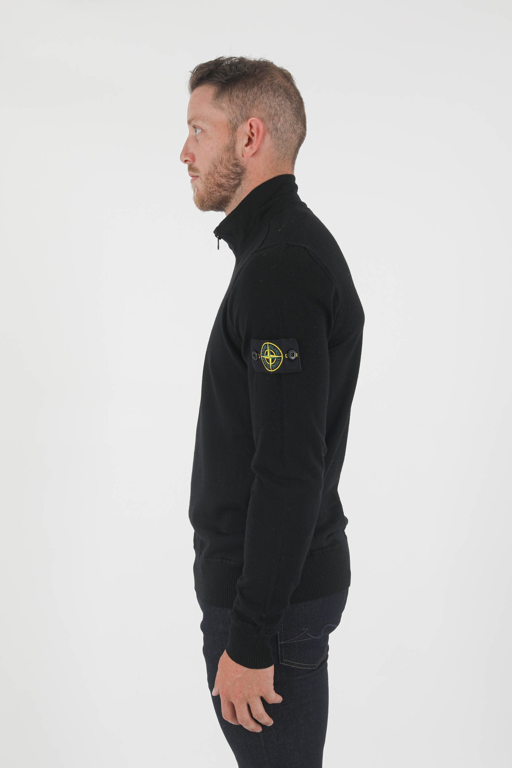 PULL COL CAMIONNEUR STONE ISLAND NOIR 7515515C4-V0029