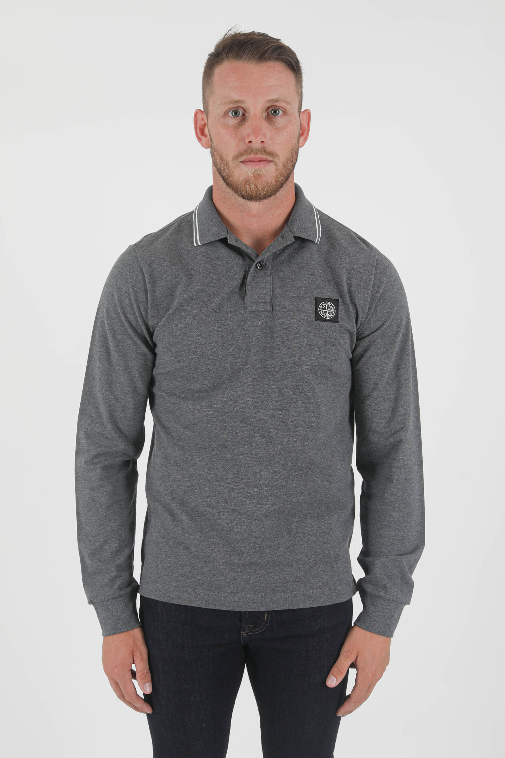 POLO MANCHES LONGUES STONE ISLAND ANTHRACITE 75152SS18-V0M67