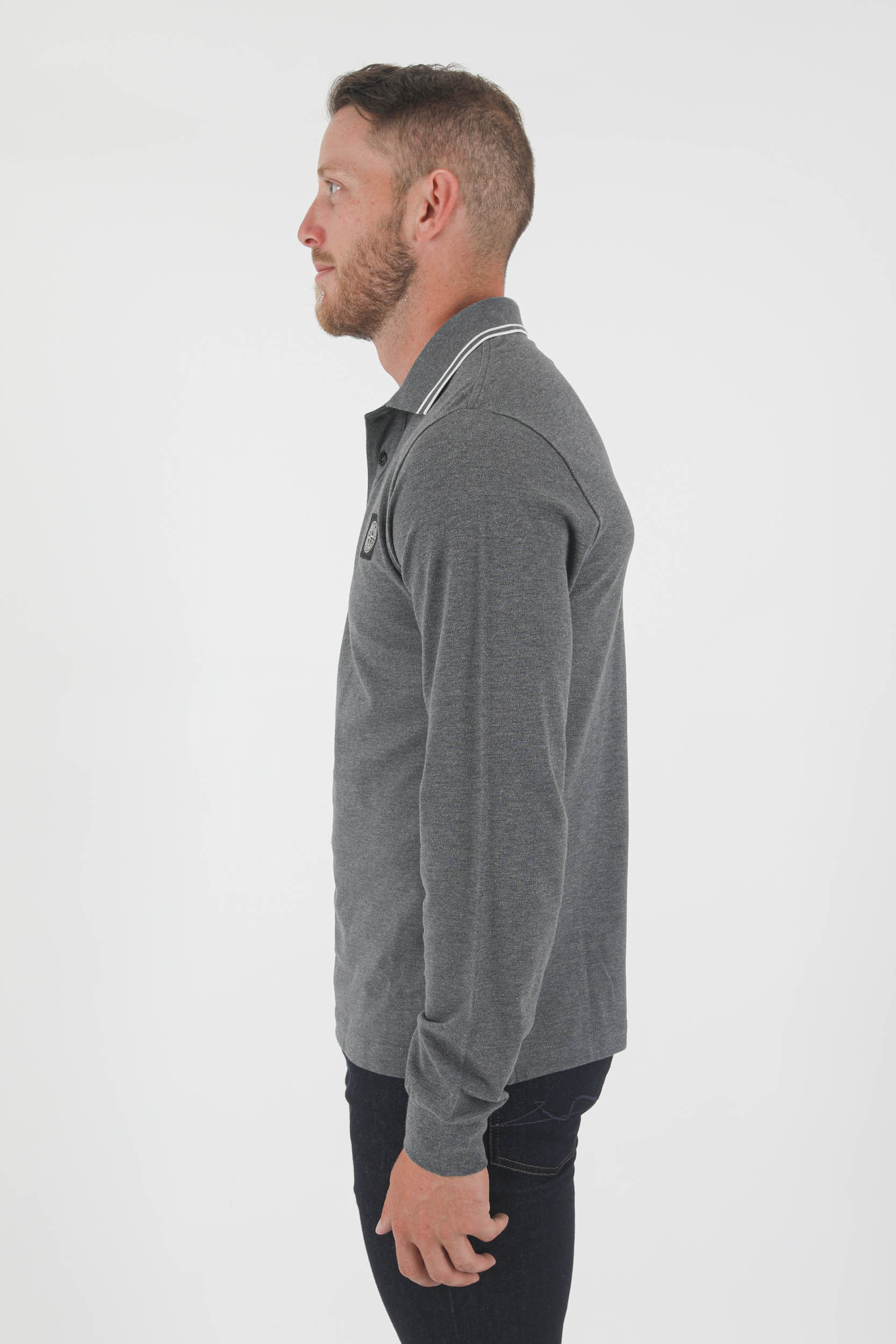 POLO MANCHES LONGUES STONE ISLAND ANTHRACITE 75152SS18-V0M67