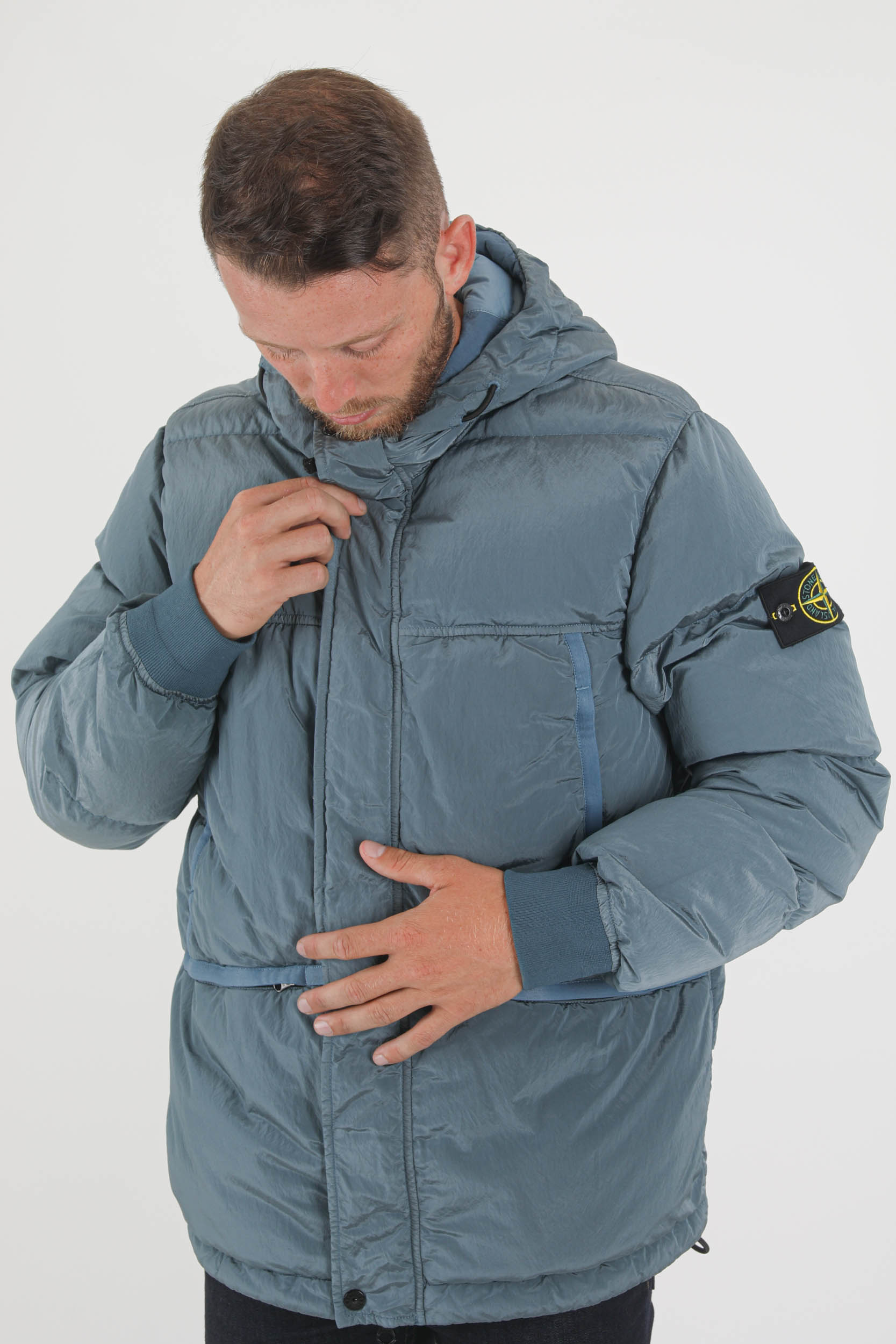 DOUDOUNE STONE ISLAND  NYLON METAL BLEU PETROLE 751544508-V0046