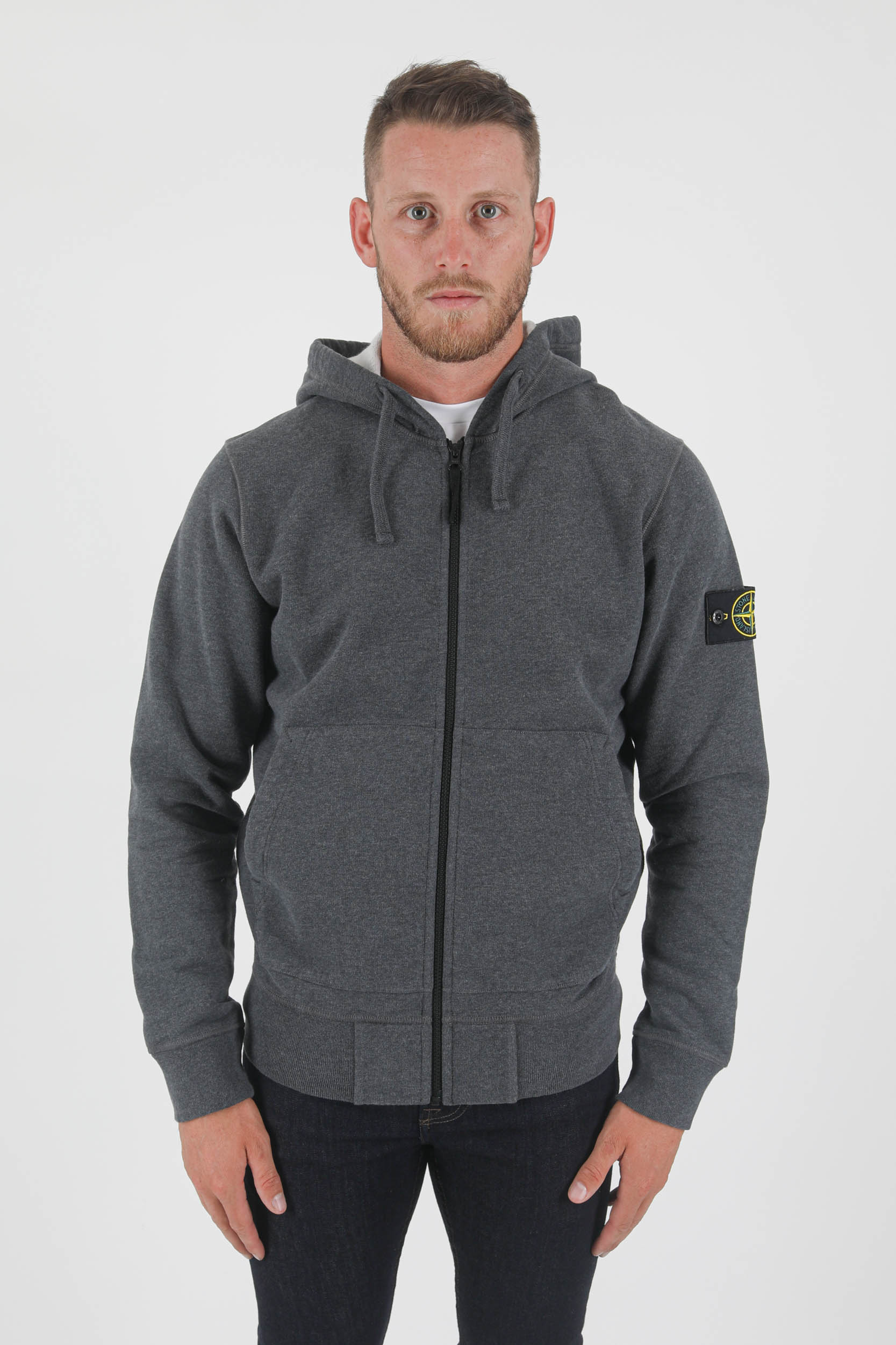 SWEAT ZIPPE STONE ISLAND ANTHRACITE 751564220-V0M67