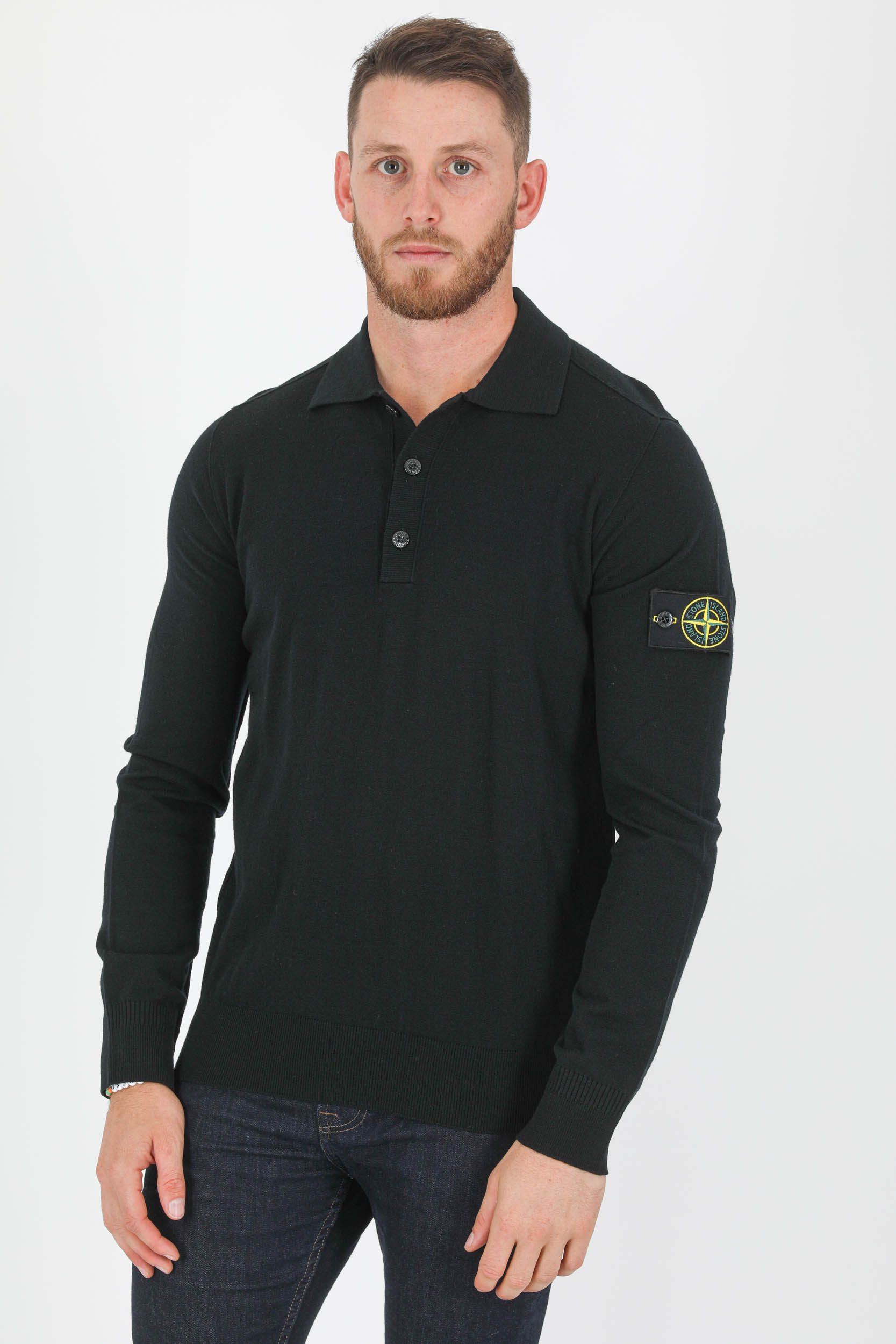 PULL COL POLO STONE ISLAND NOIR 7515512A1-V0029