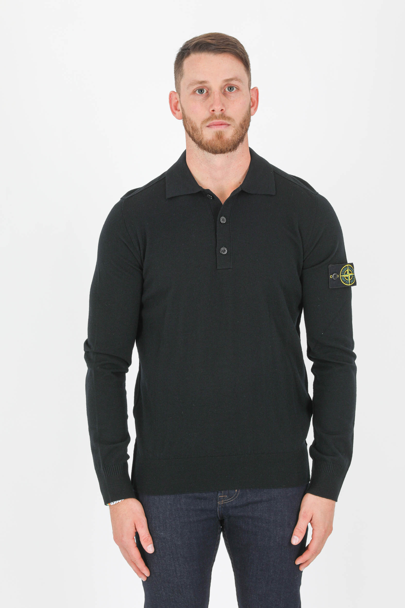 PULL COL POLO STONE ISLAND NOIR 7515512A1-V0029