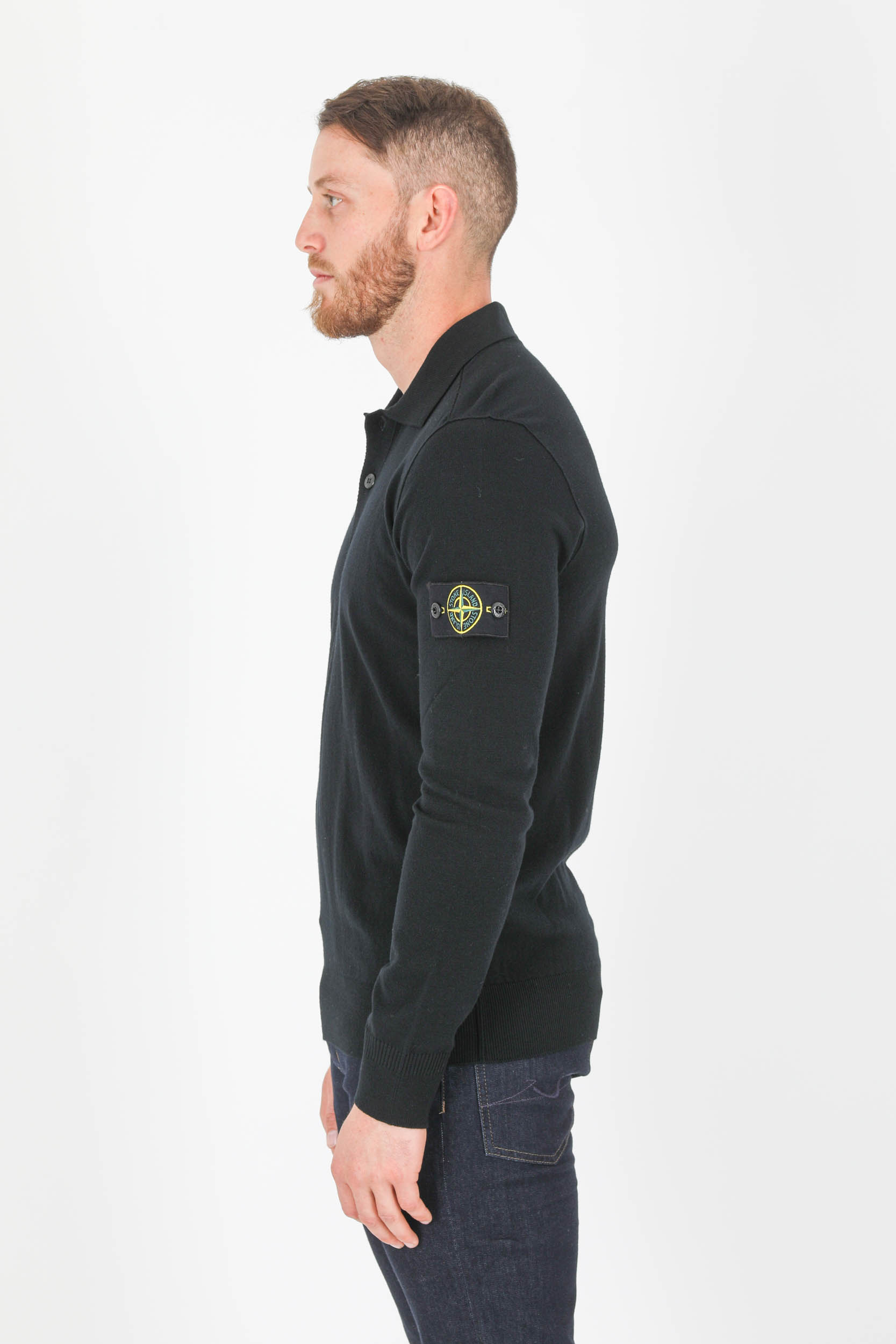 PULL COL POLO STONE ISLAND NOIR 7515512A1-V0029