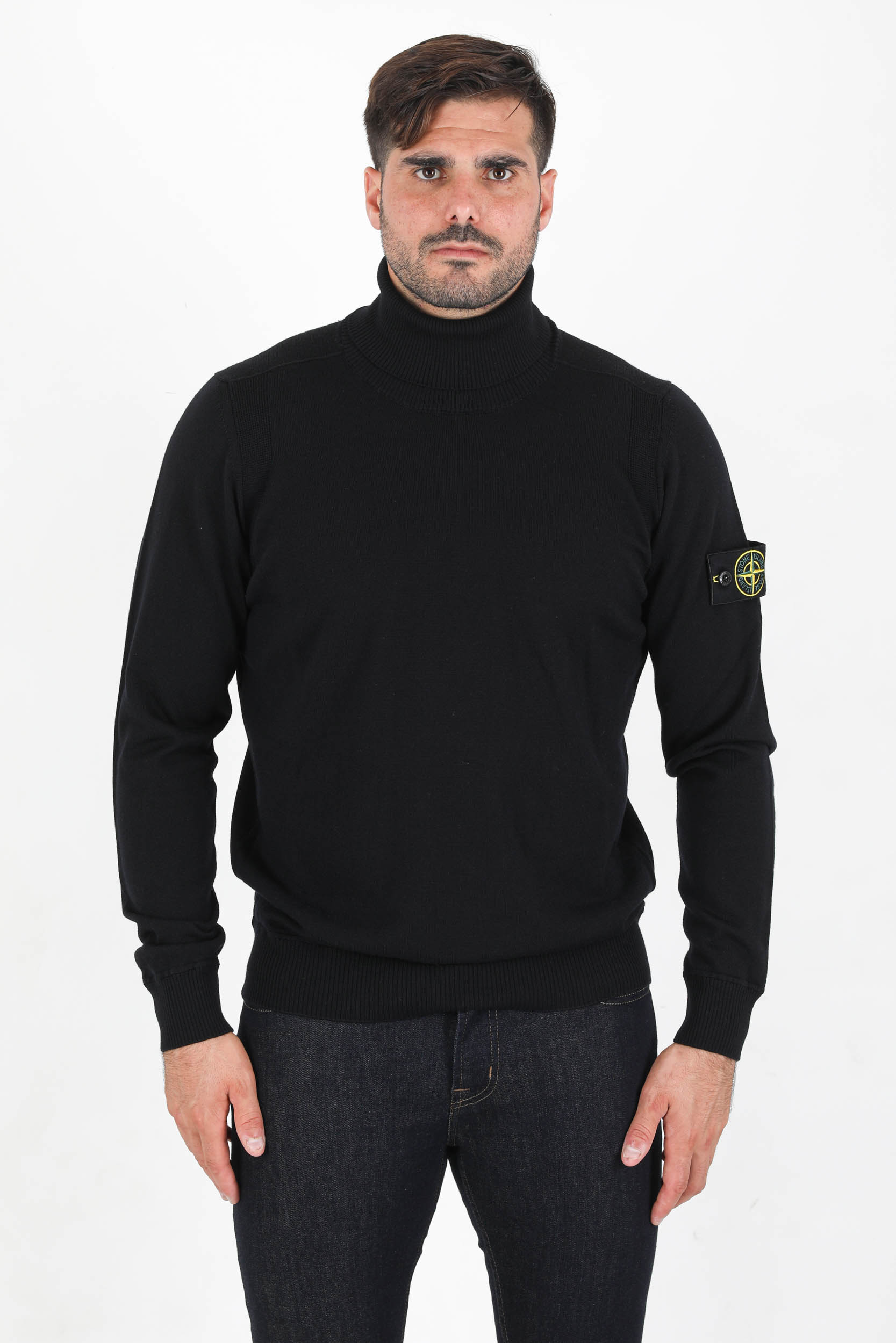 PULL COL ROULE MERINOS STONE ISLAND NOIR 7515527C4-V0029