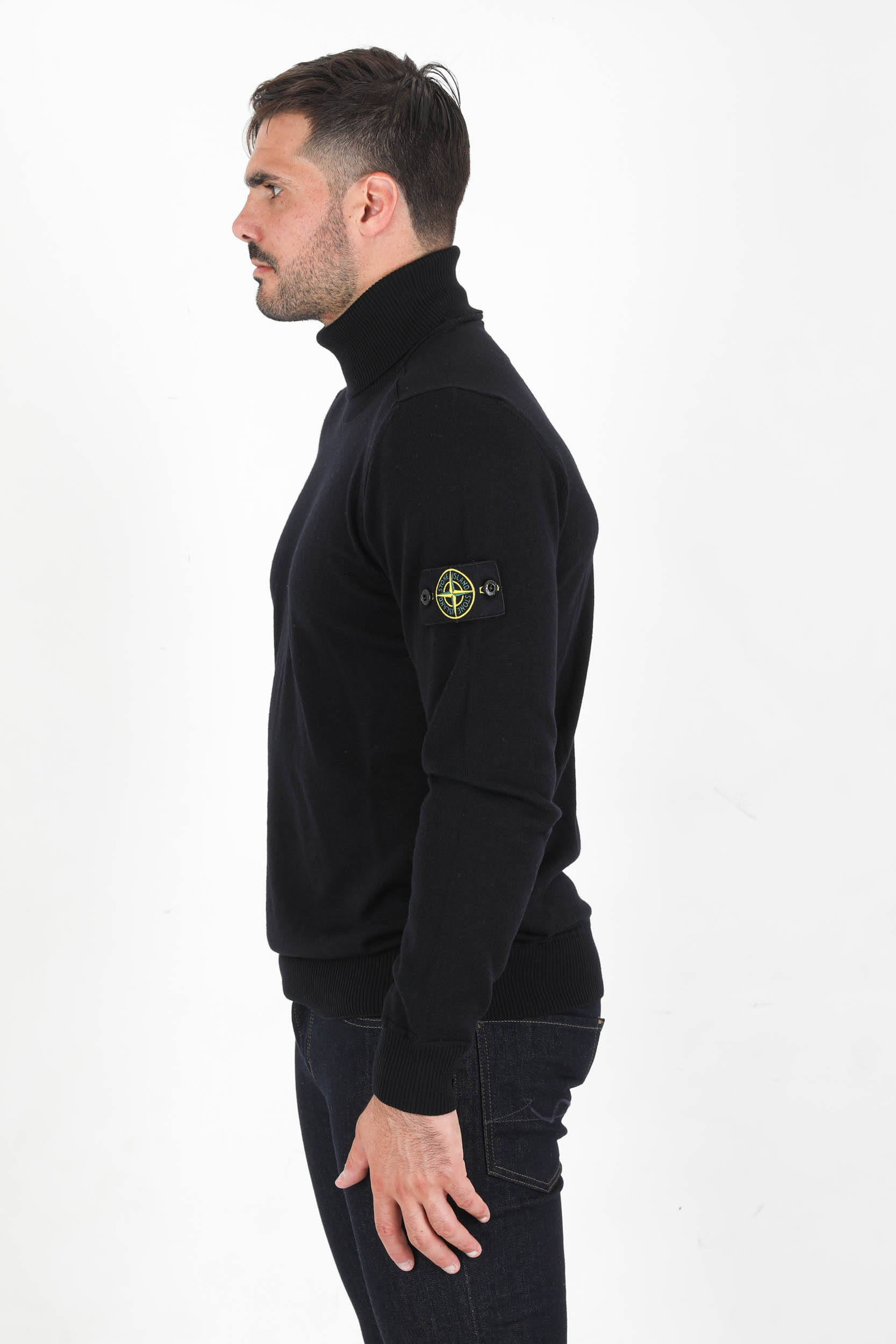 PULL COL ROULE MERINOS STONE ISLAND NOIR 7515527C4-V0029