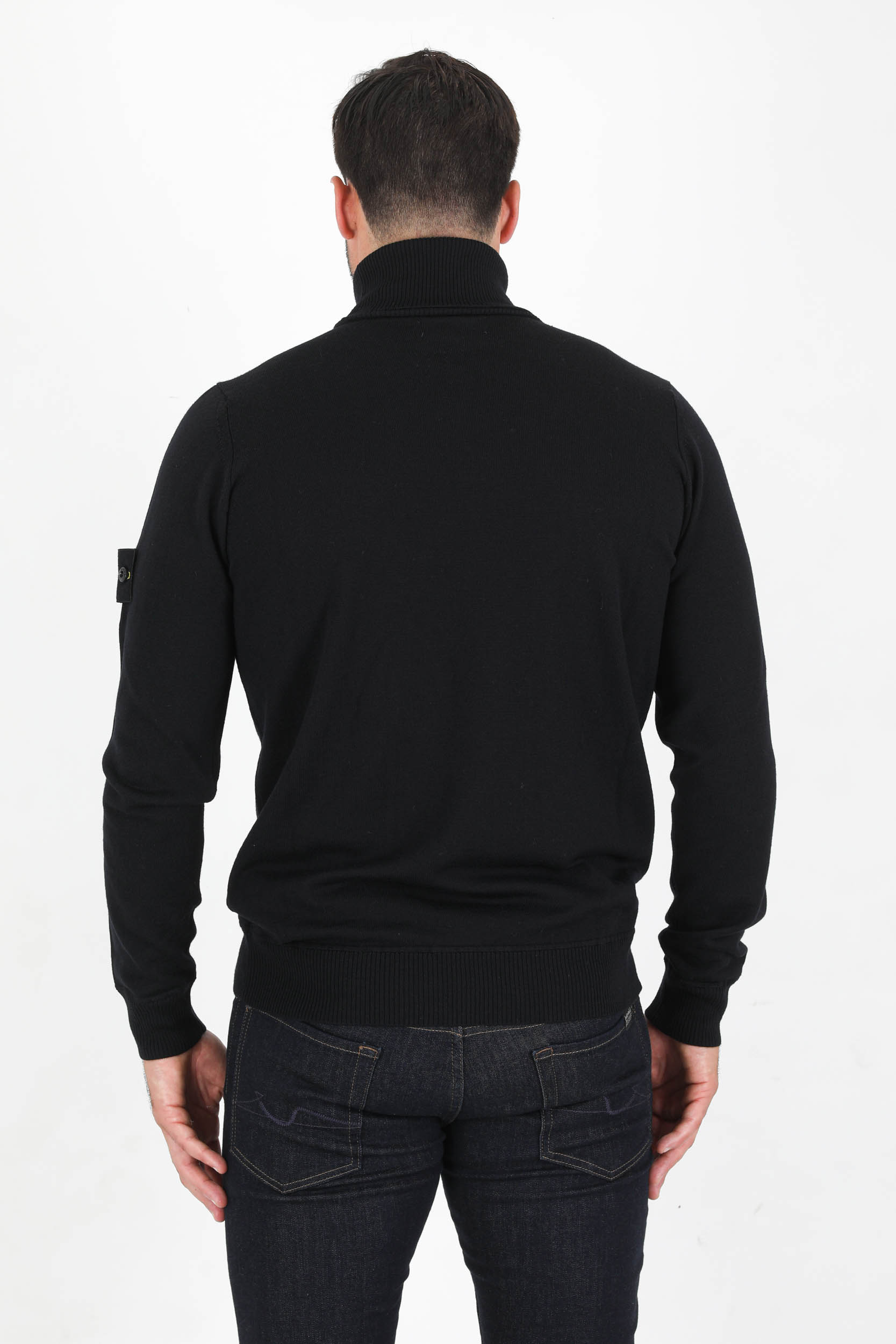 PULL COL ROULE MERINOS STONE ISLAND NOIR 7515527C4-V0029