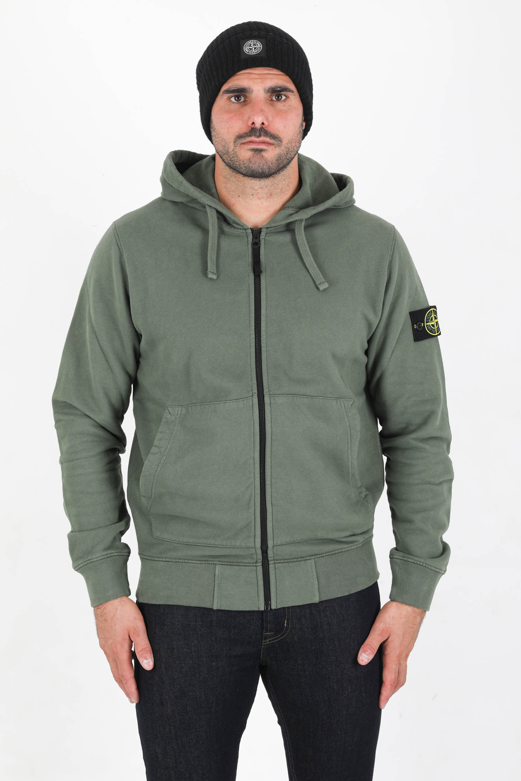 SWEAT ZIPPE STONE ISLAND KAKI 751564220-V0055