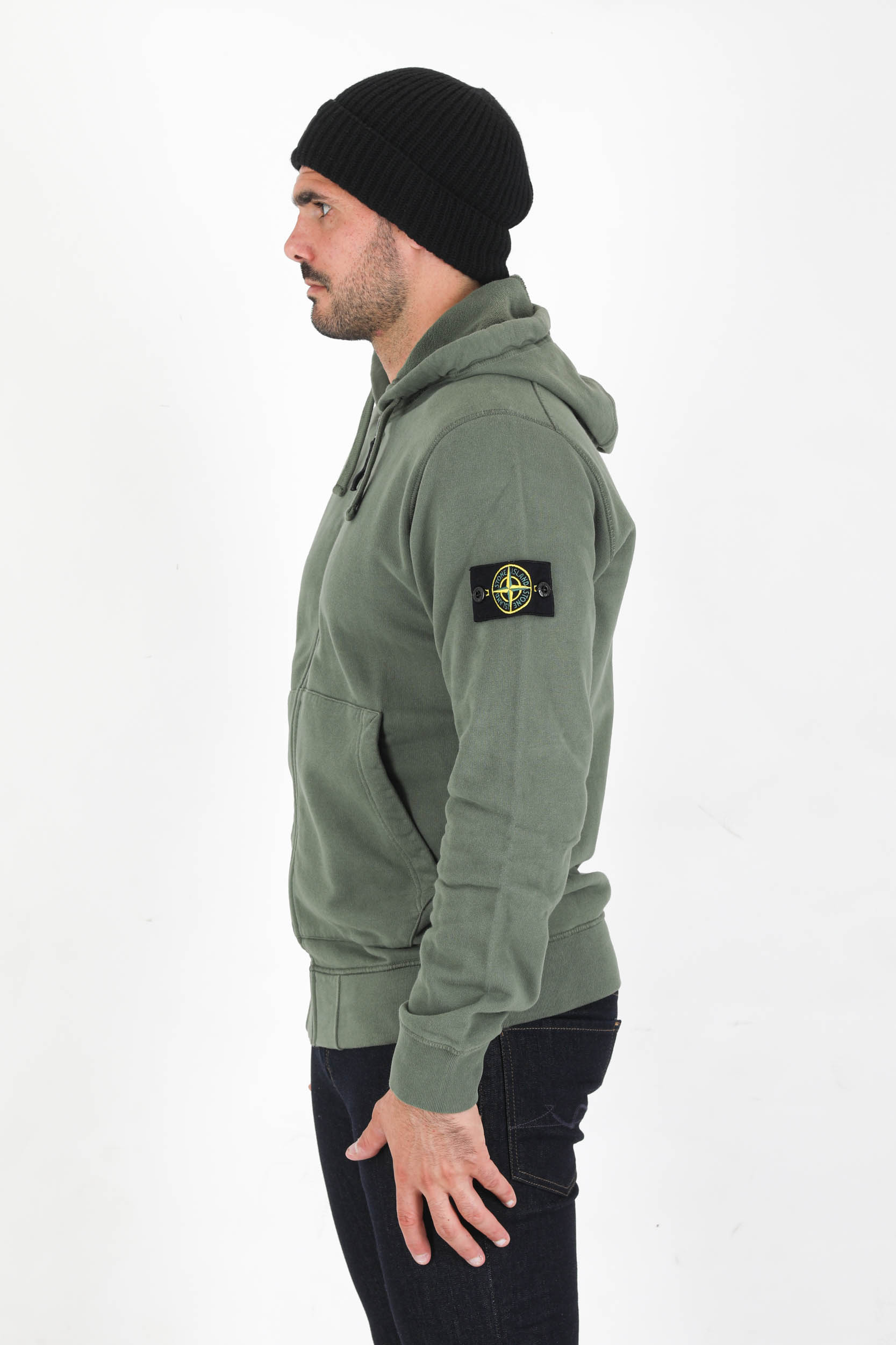 SWEAT ZIPPE STONE ISLAND KAKI 751564220-V0055