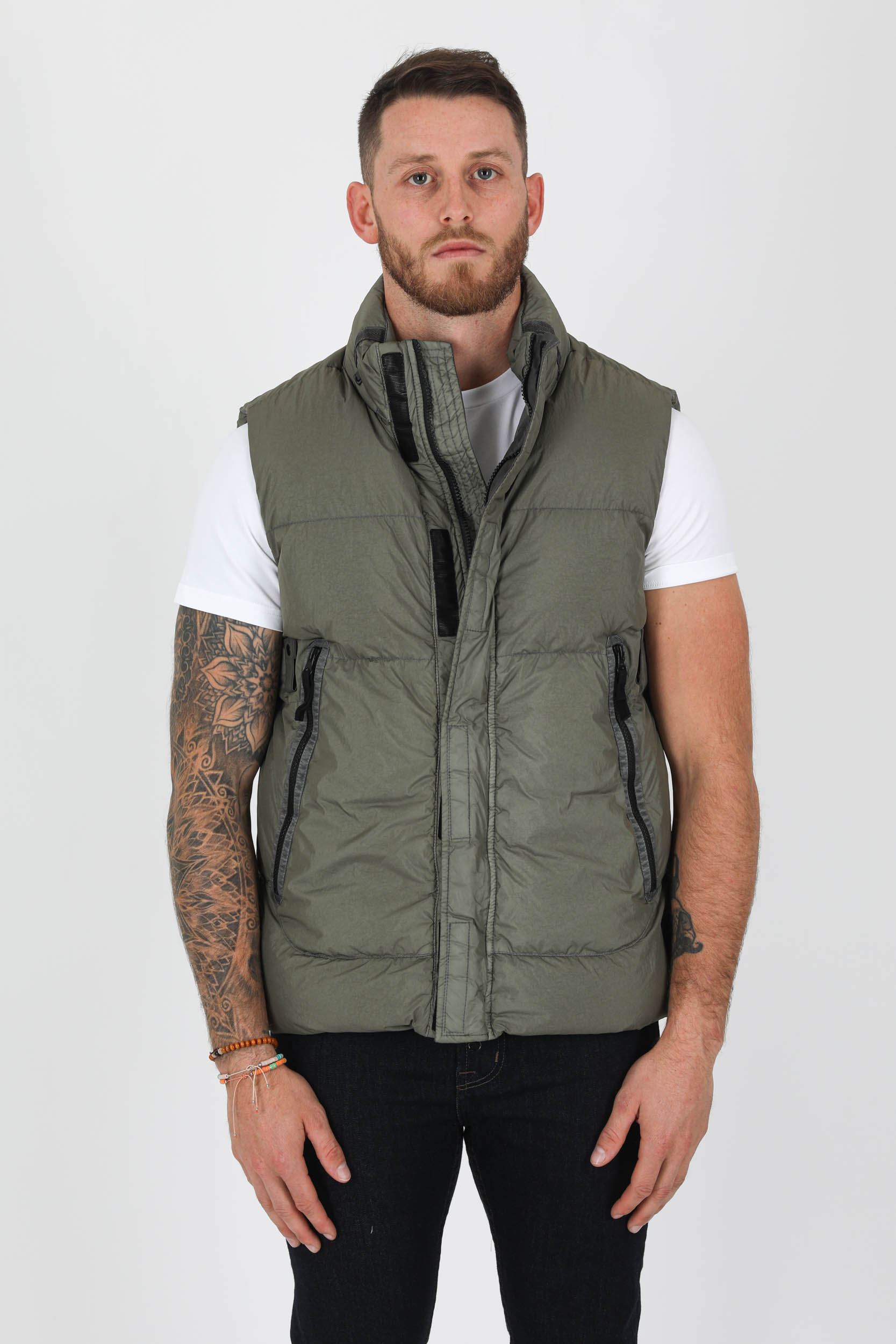 DOUDUONE SANS MANCHES STONE ISLAND KAKI 7515G0123-V0055