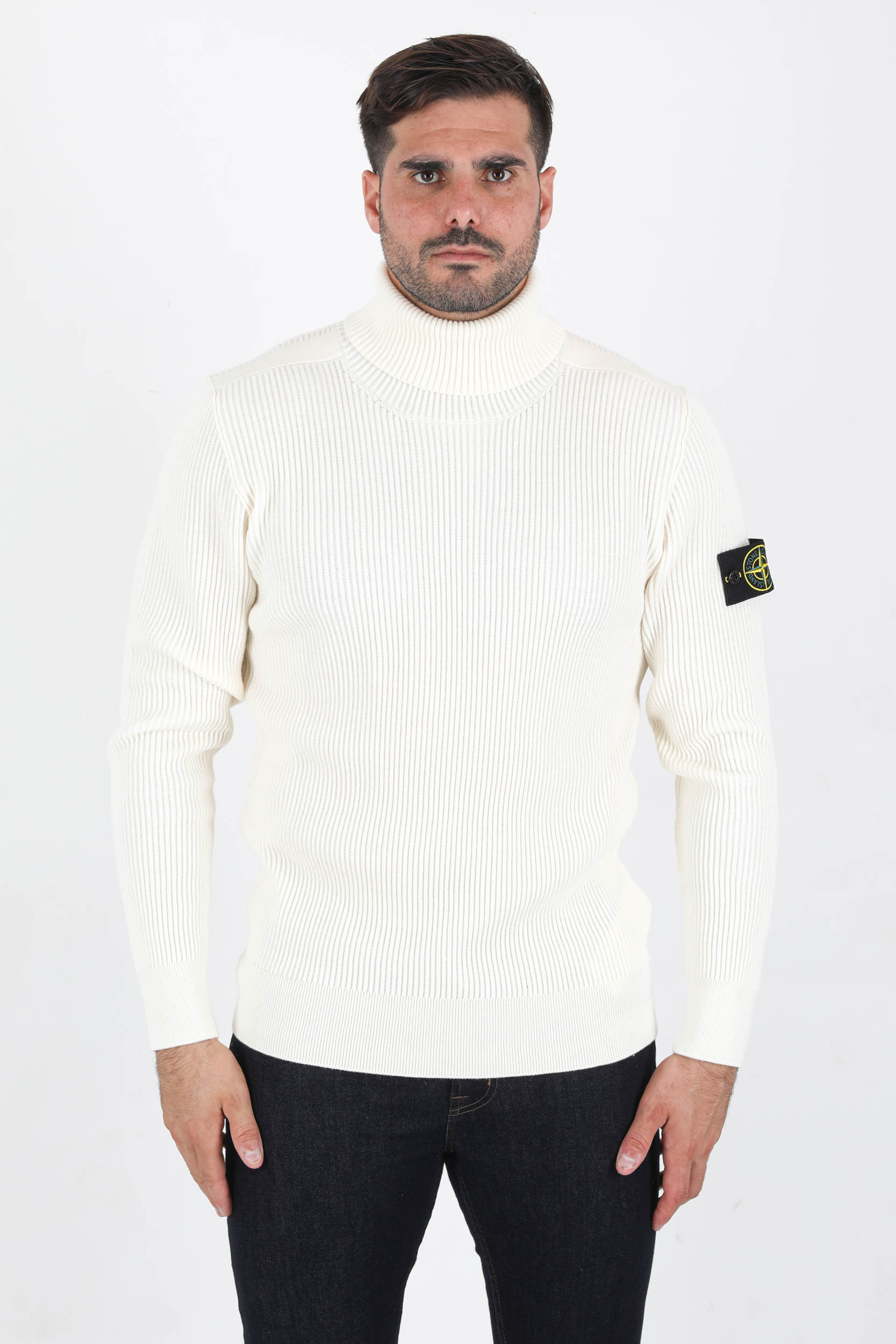 PULL COL ROULE BLANC STONE ISLAND 7515525C2-V0099
