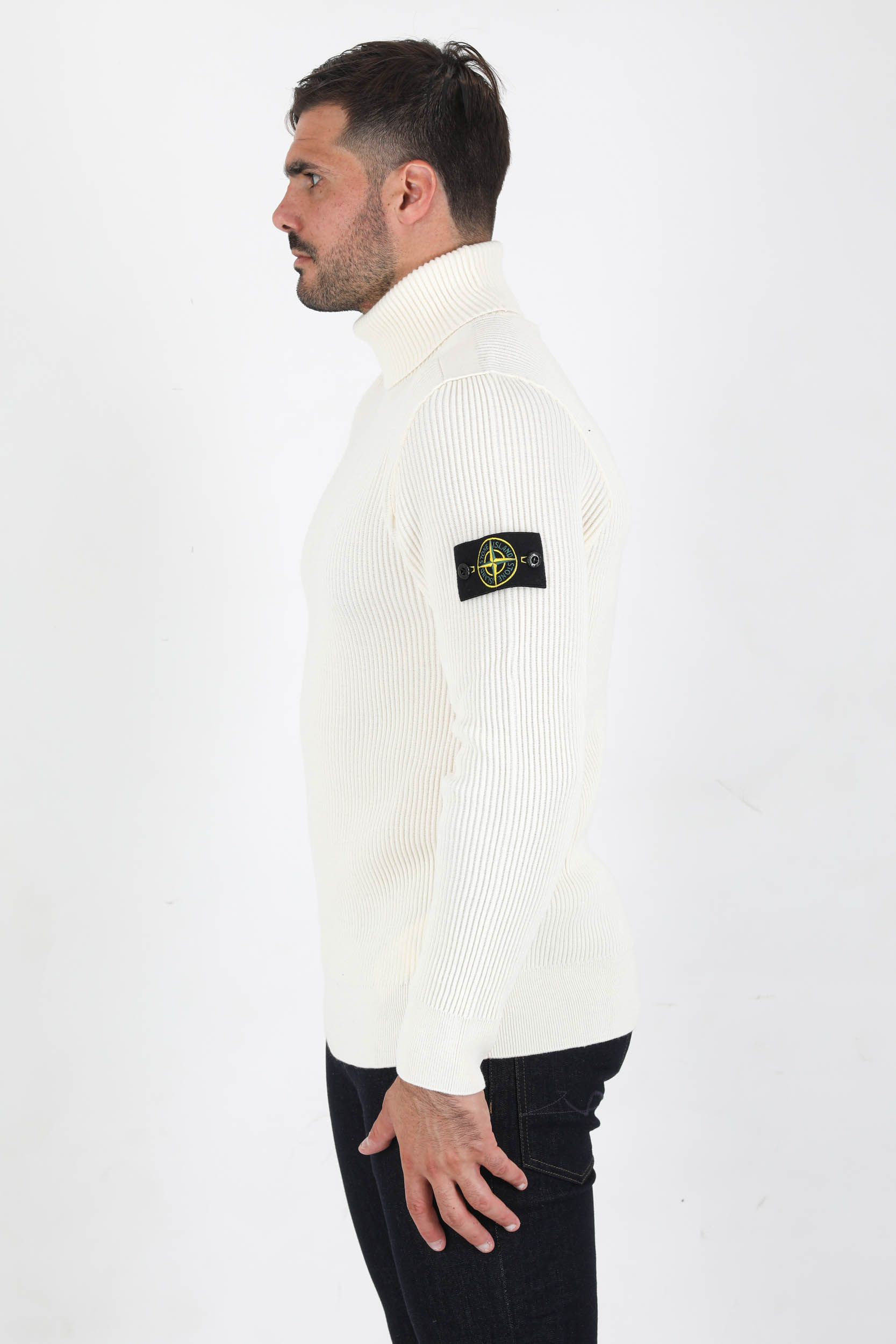 PULL COL ROULE BLANC STONE ISLAND 7515525C2-V0099