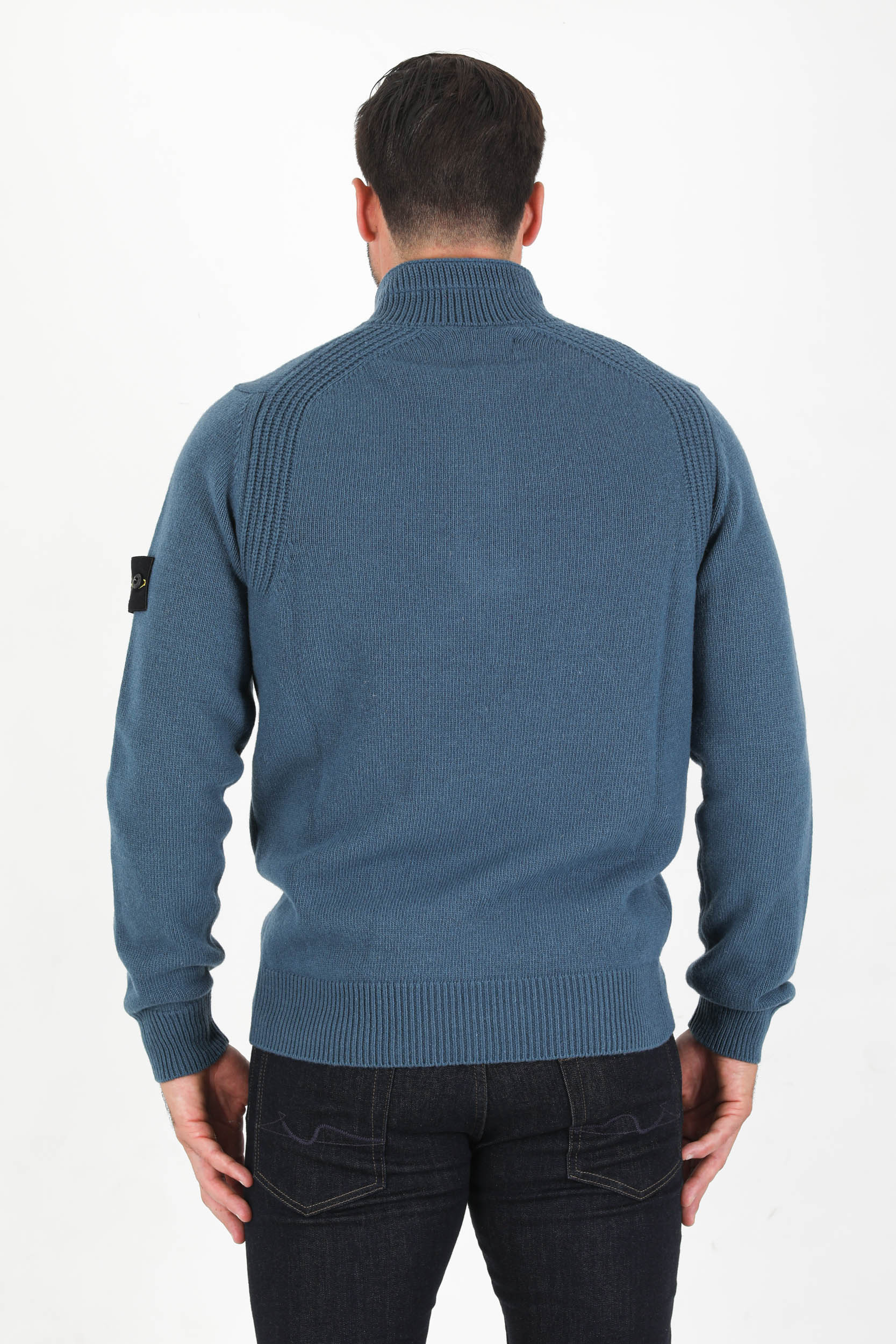 PULL COL BOUTON ZIPPE STONE ISLAND BLEU PETROLE 7515540A3-V0023