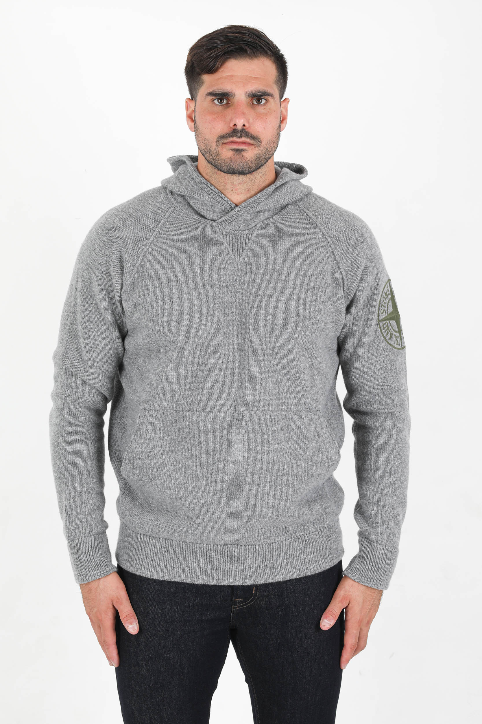PULL A CAPUCHE EN LAINE STONE ISLAND GRIS 7515513B7-V0060