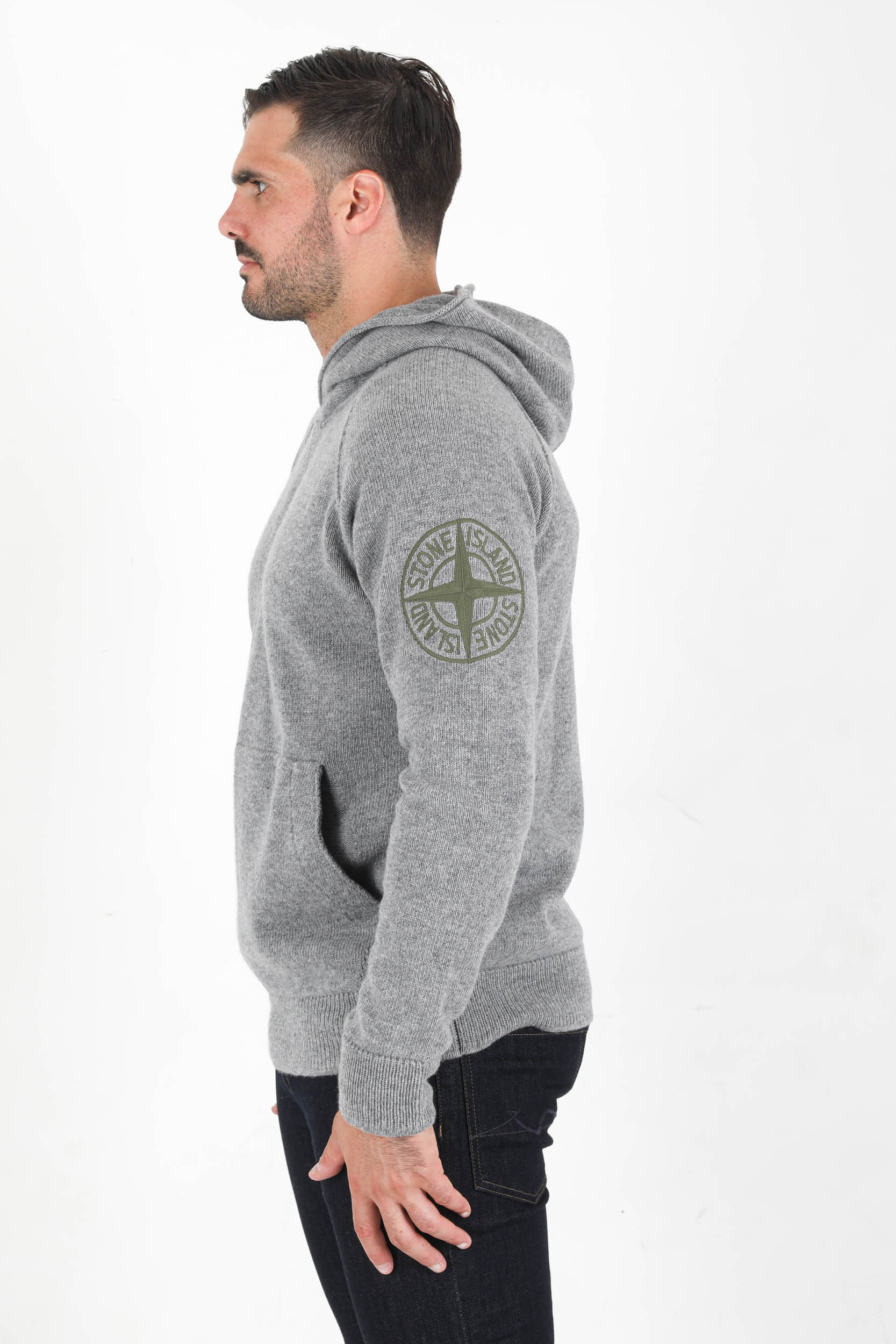 PULL A CAPUCHE EN LAINE STONE ISLAND GRIS 7515513B7-V0060