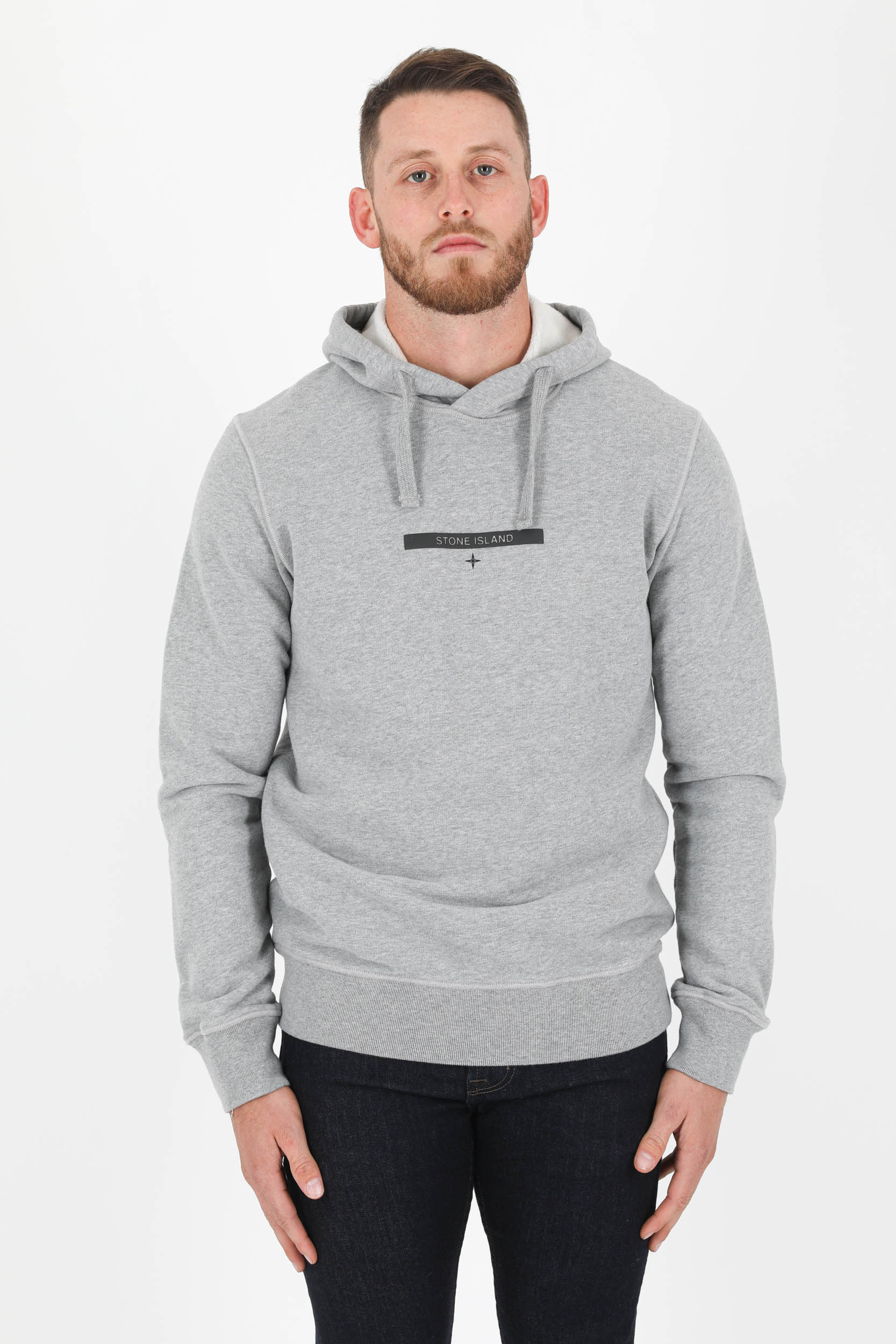 SWEAT A CAPUCHE ECRITURE STONE ISLAND GRIS 751565685-V0M64
