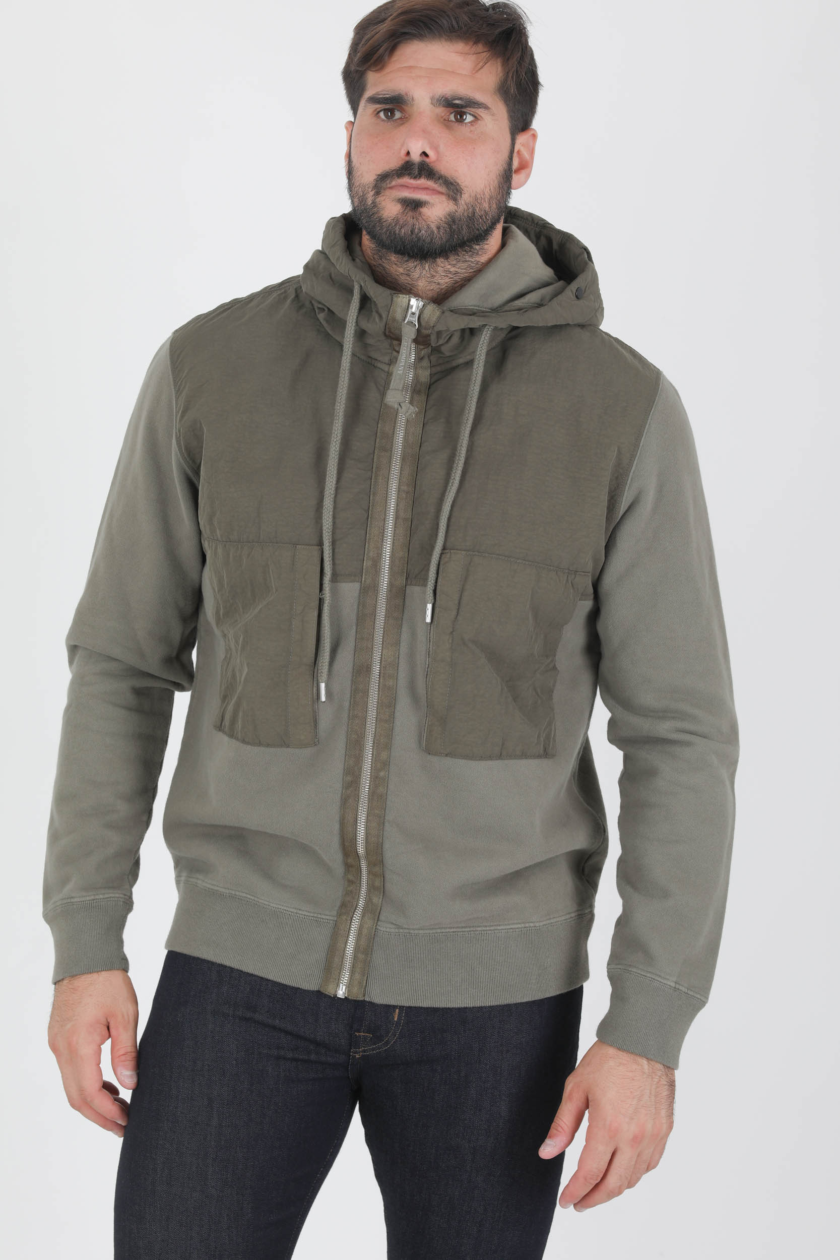 SWEAT ZIPPE C.P COMPANY KAKI BI MATIERE S281A-665