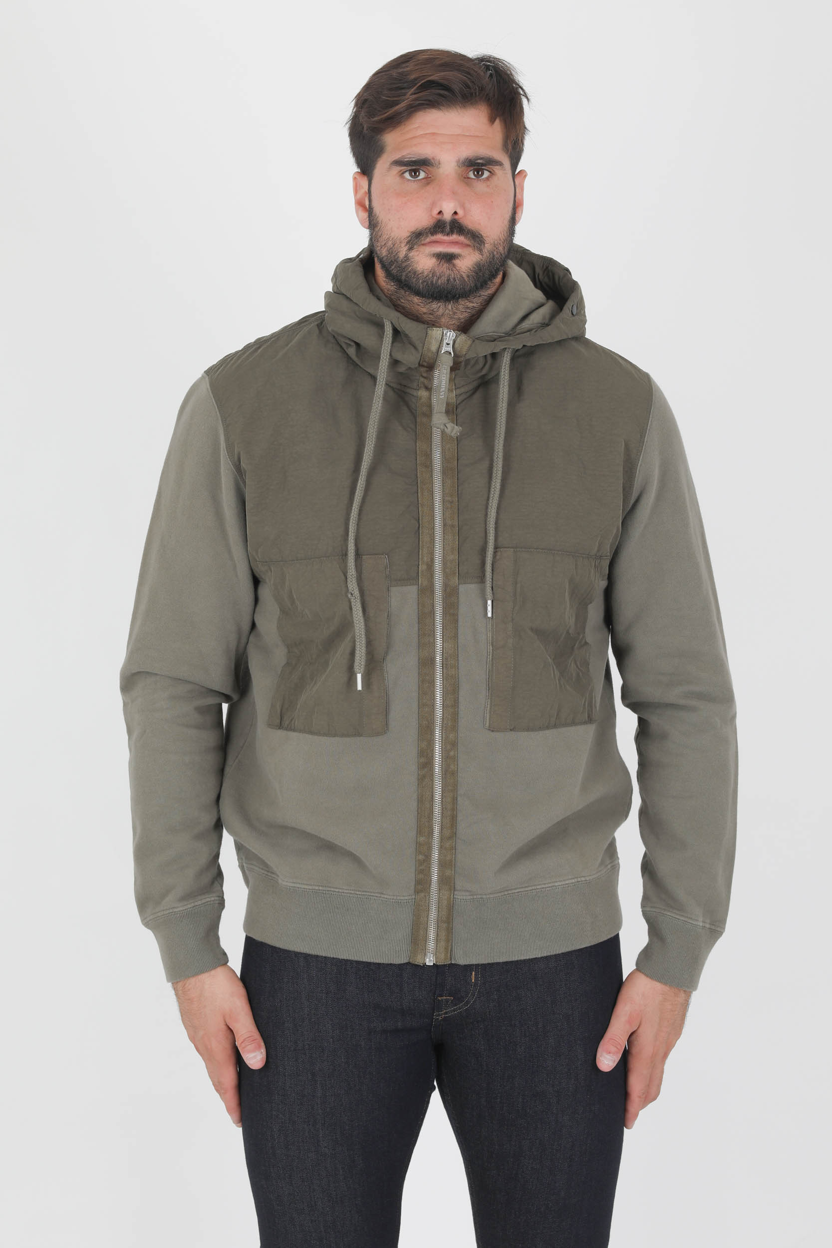 SWEAT ZIPPE C.P COMPANY KAKI BI MATIERE S281A-665