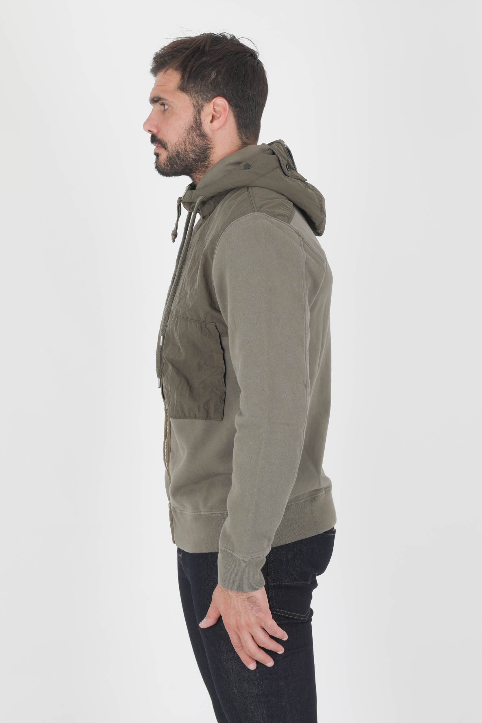 SWEAT ZIPPE C.P COMPANY KAKI BI MATIERE S281A-665