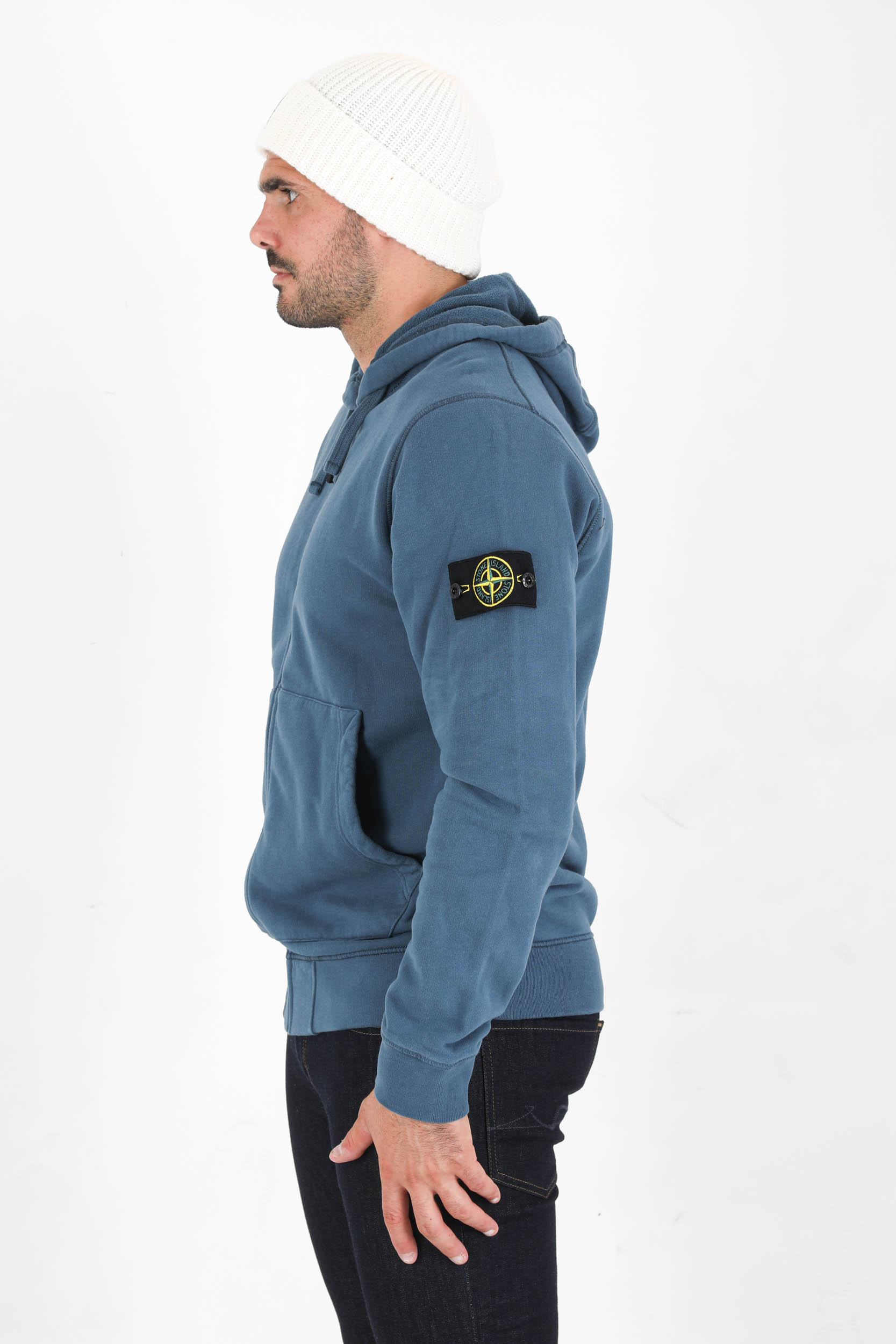 SWEAT ZIPPE STONE ISLAND BLEU PETROLE 751564220-V0023