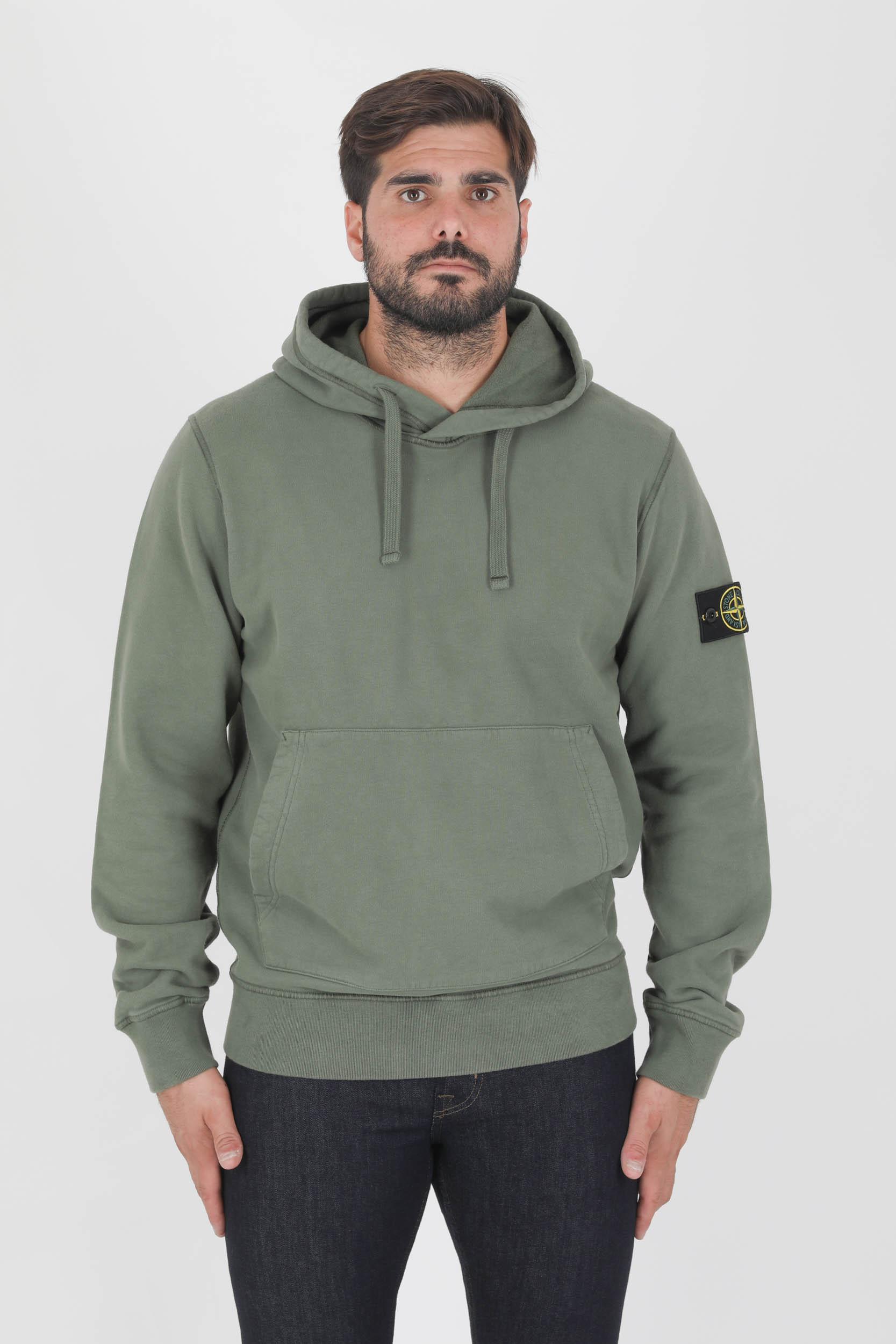 SWEAT A CAPUCHE STONE ISLAND KAKI 751564120-V0055