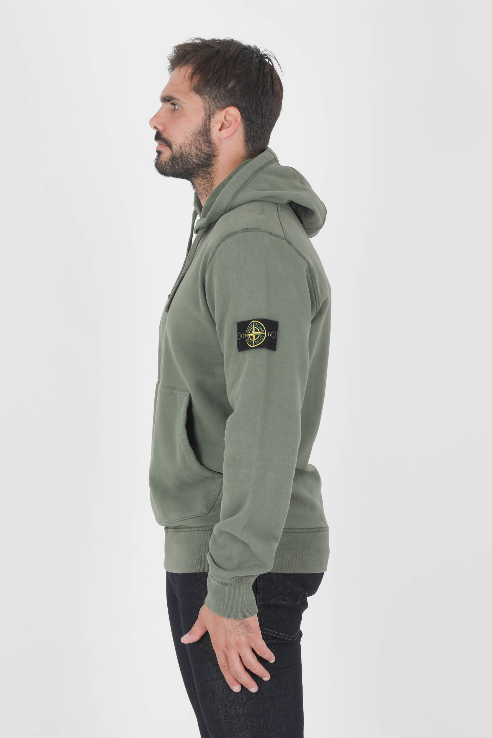 SWEAT A CAPUCHE STONE ISLAND KAKI 751564120-V0055