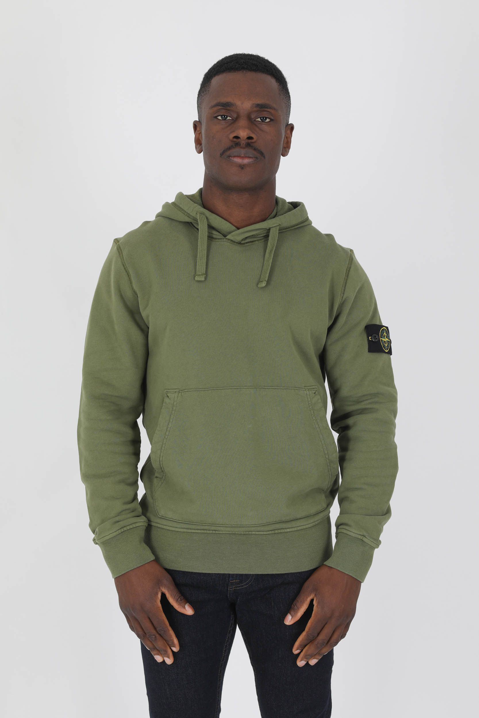 SWEAT A CAPUCHE STONE ISLAND KAKI 761564151-V0058