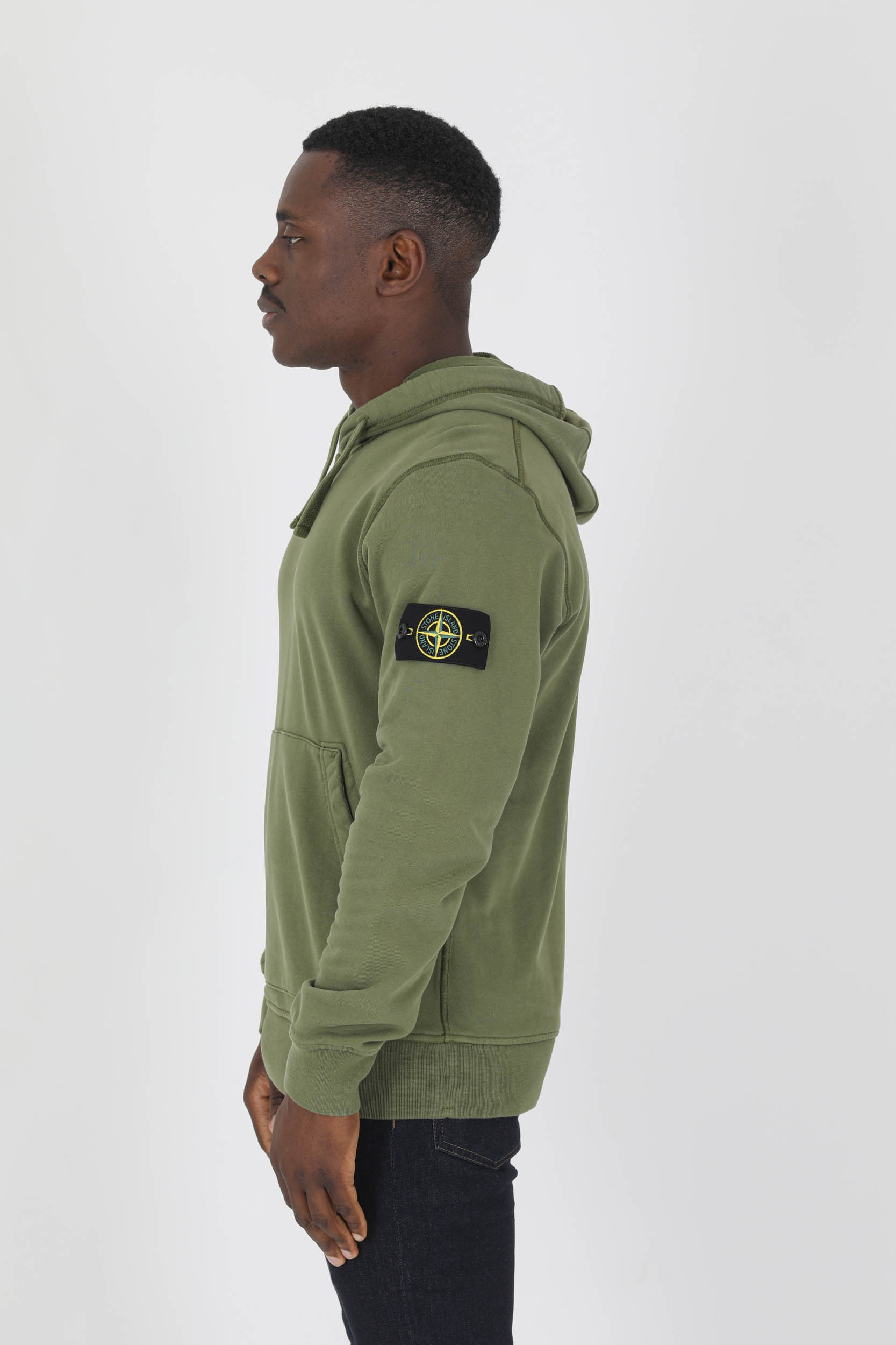 SWEAT A CAPUCHE STONE ISLAND KAKI 761564151-V0058