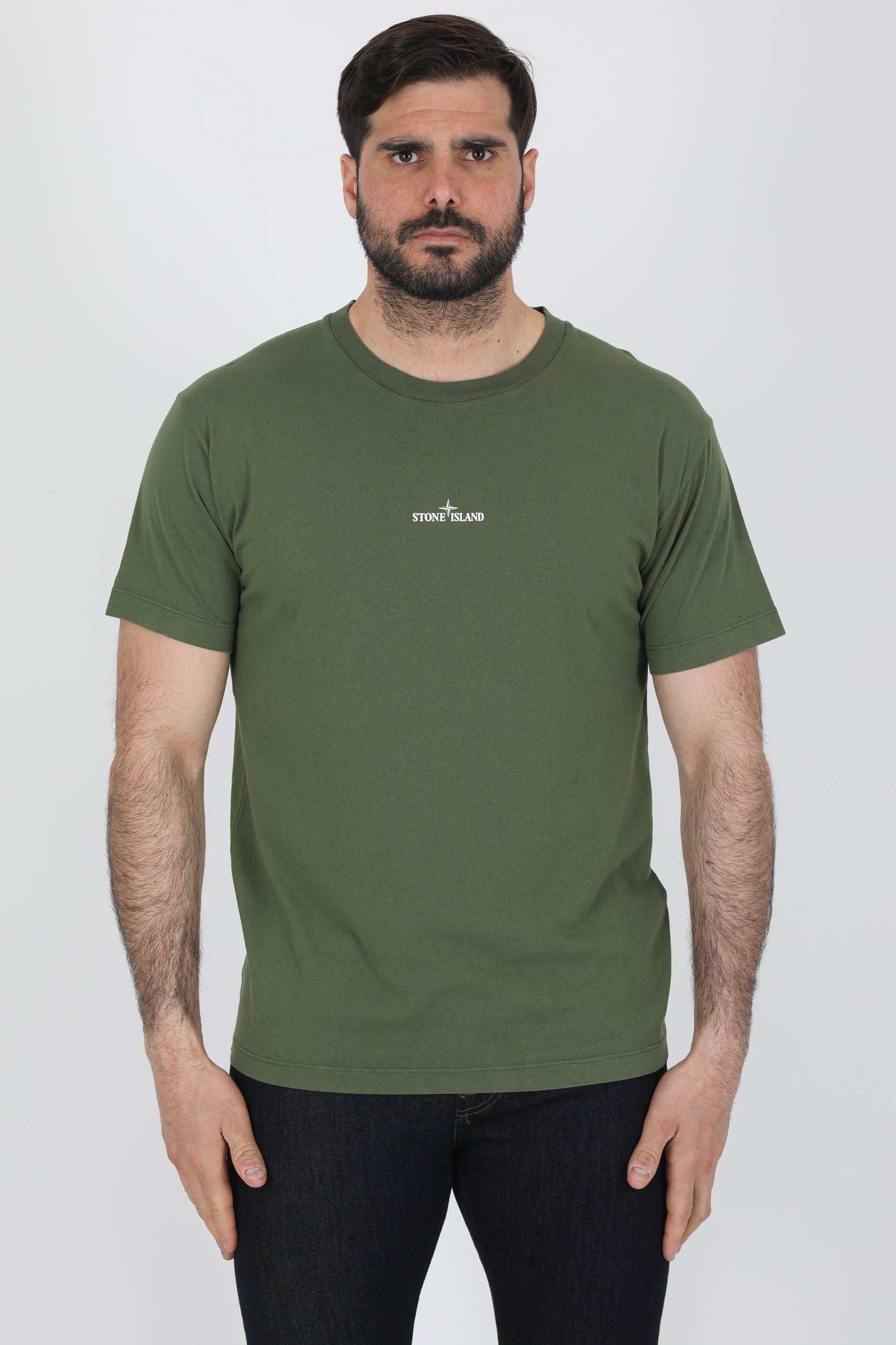 TEE-SHIRT STONE ISLAND KAKI LOGO 76152NS94-V0058