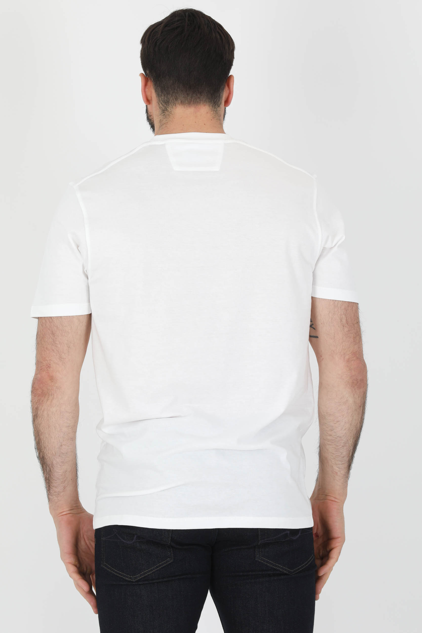TEE-SHIRT C.P COMPANY BLANC LOGO CARRE S122A-103