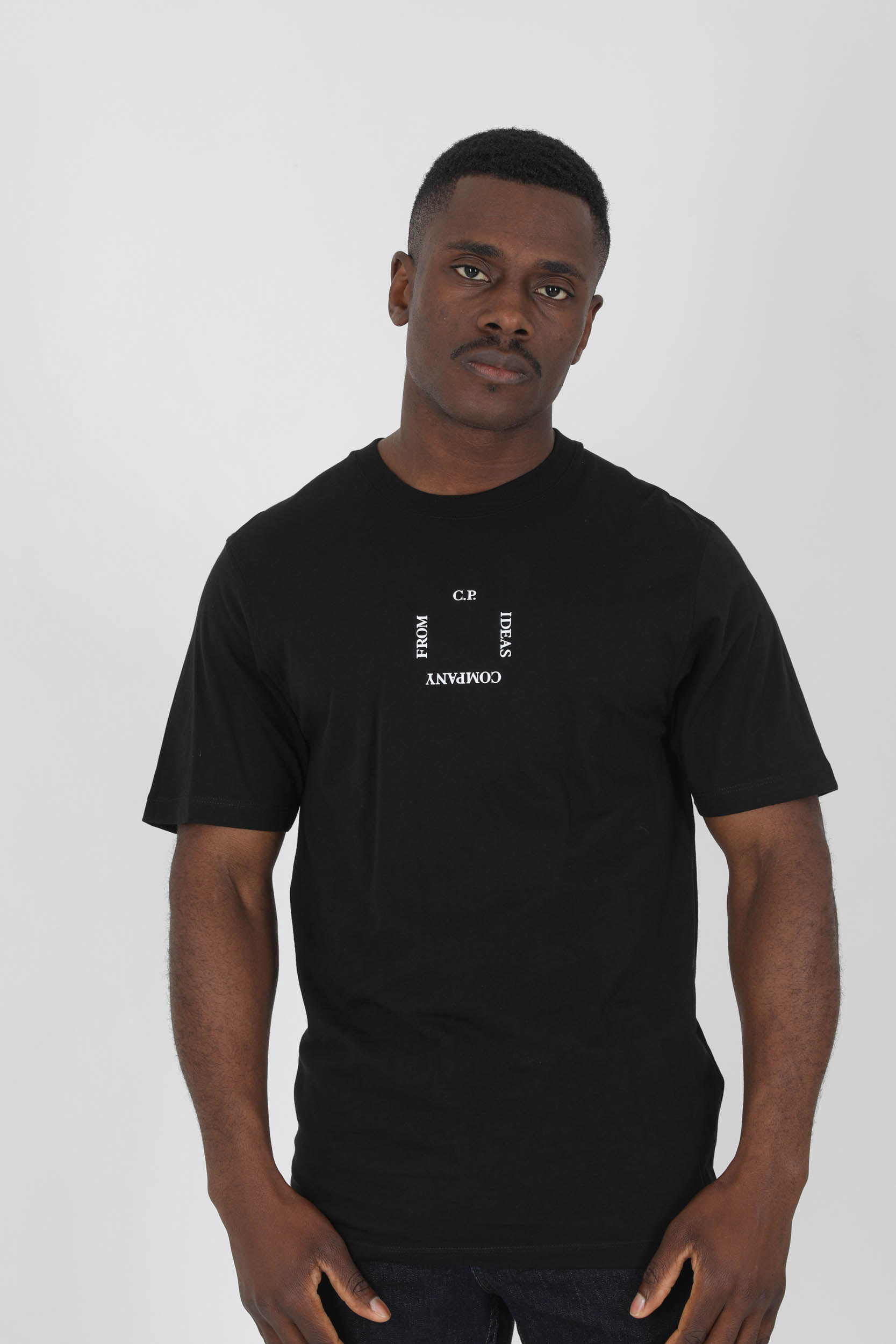 TEE-SHIRT C.P COMPANY NOIR LOGO CARRE S122A-999