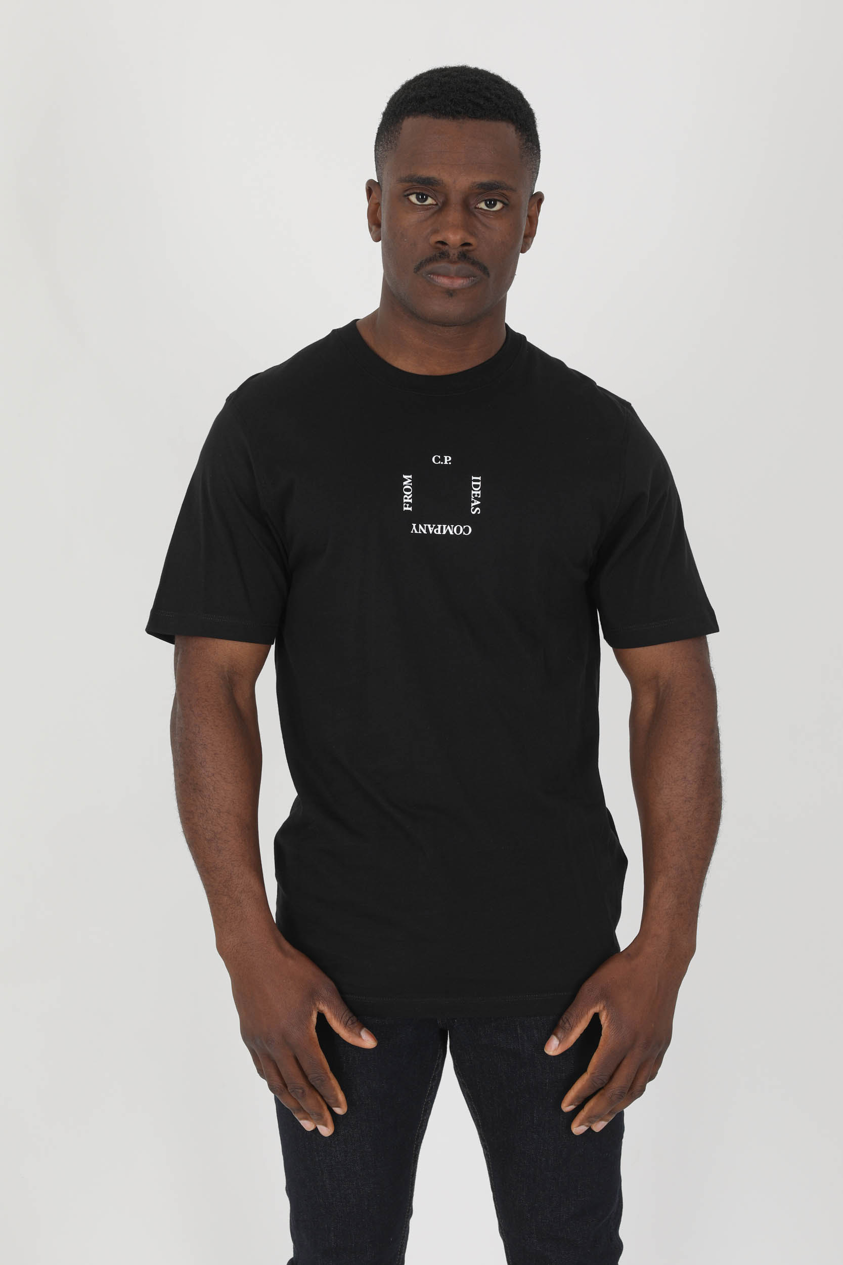 TEE-SHIRT C.P COMPANY NOIR LOGO CARRE S122A-999