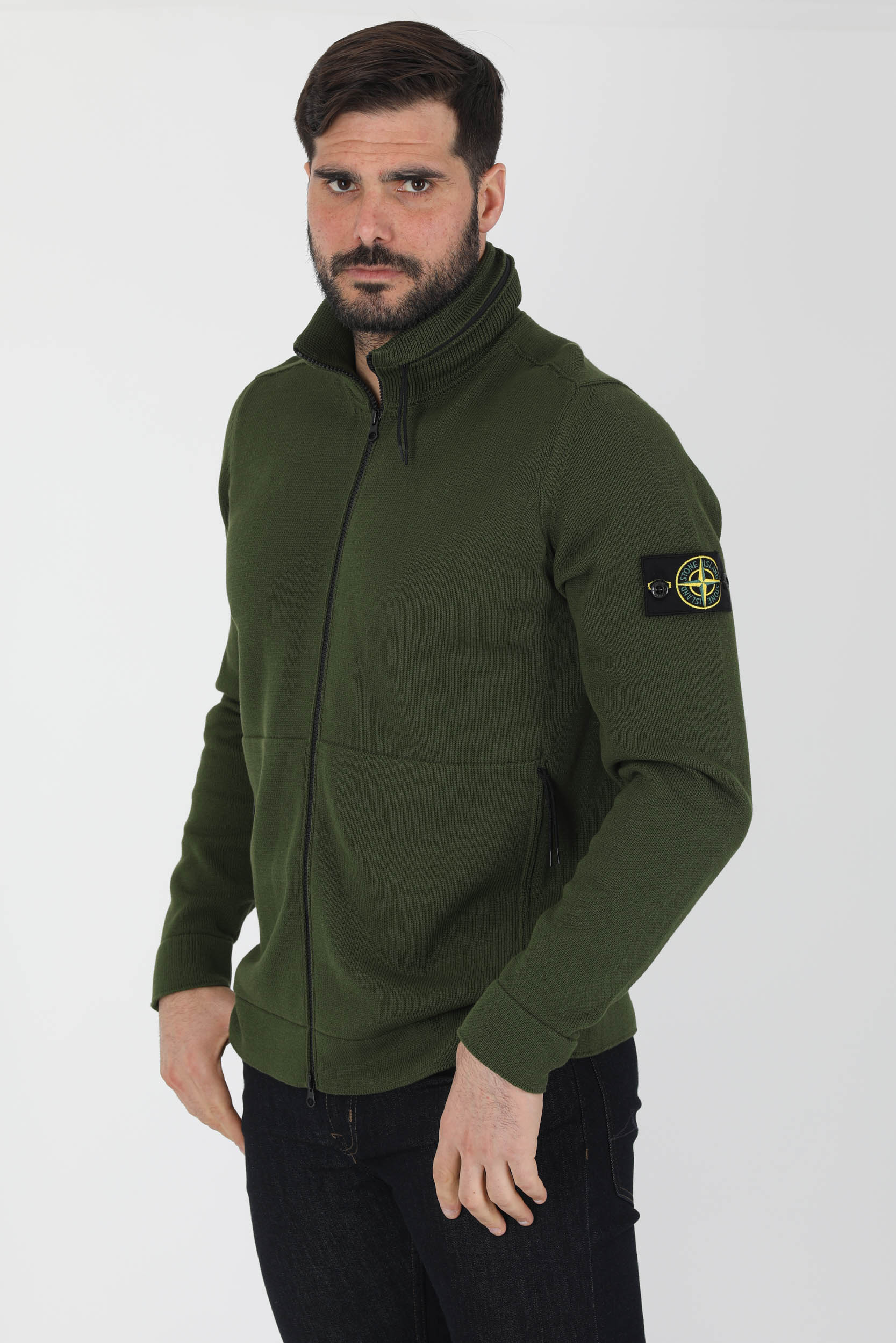GILET ZIPPE STONE ISLAND KAKI 7615537B6-V0058