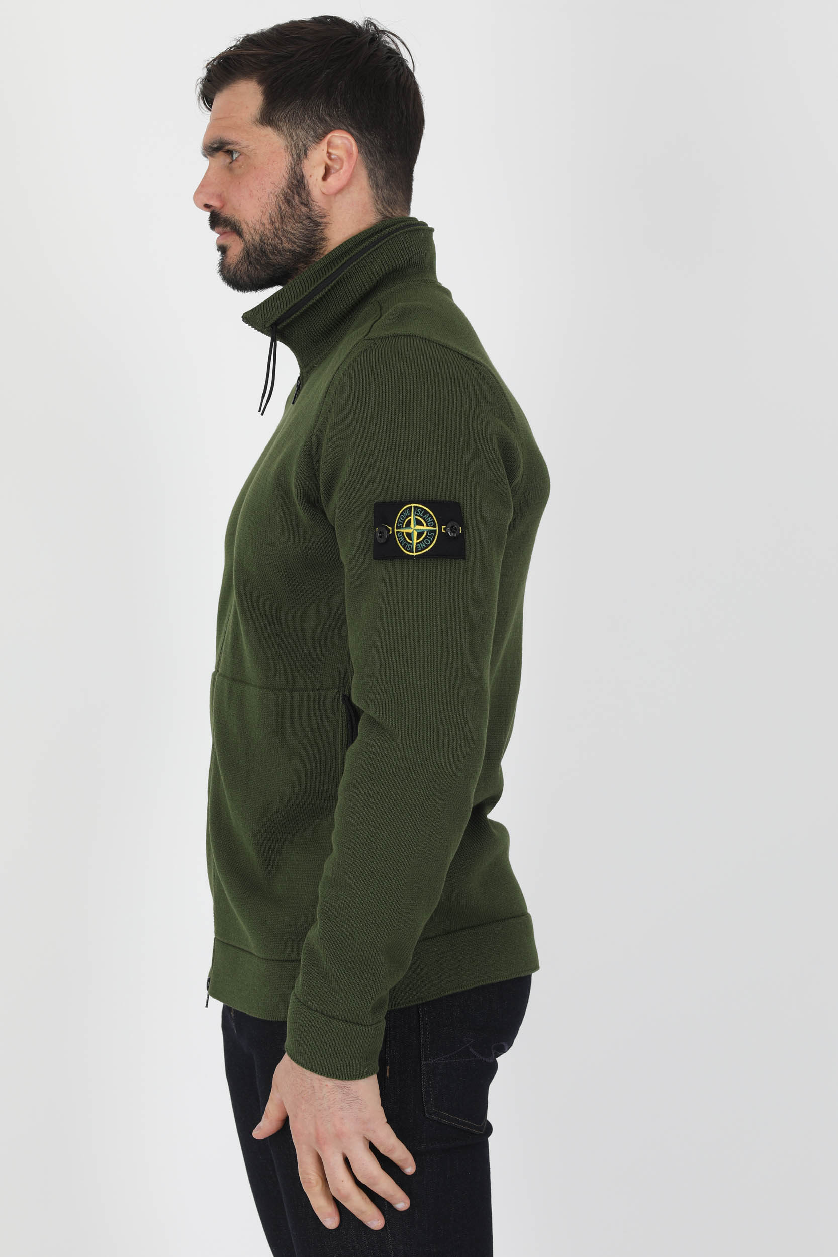 GILET ZIPPE STONE ISLAND KAKI 7615537B6-V0058