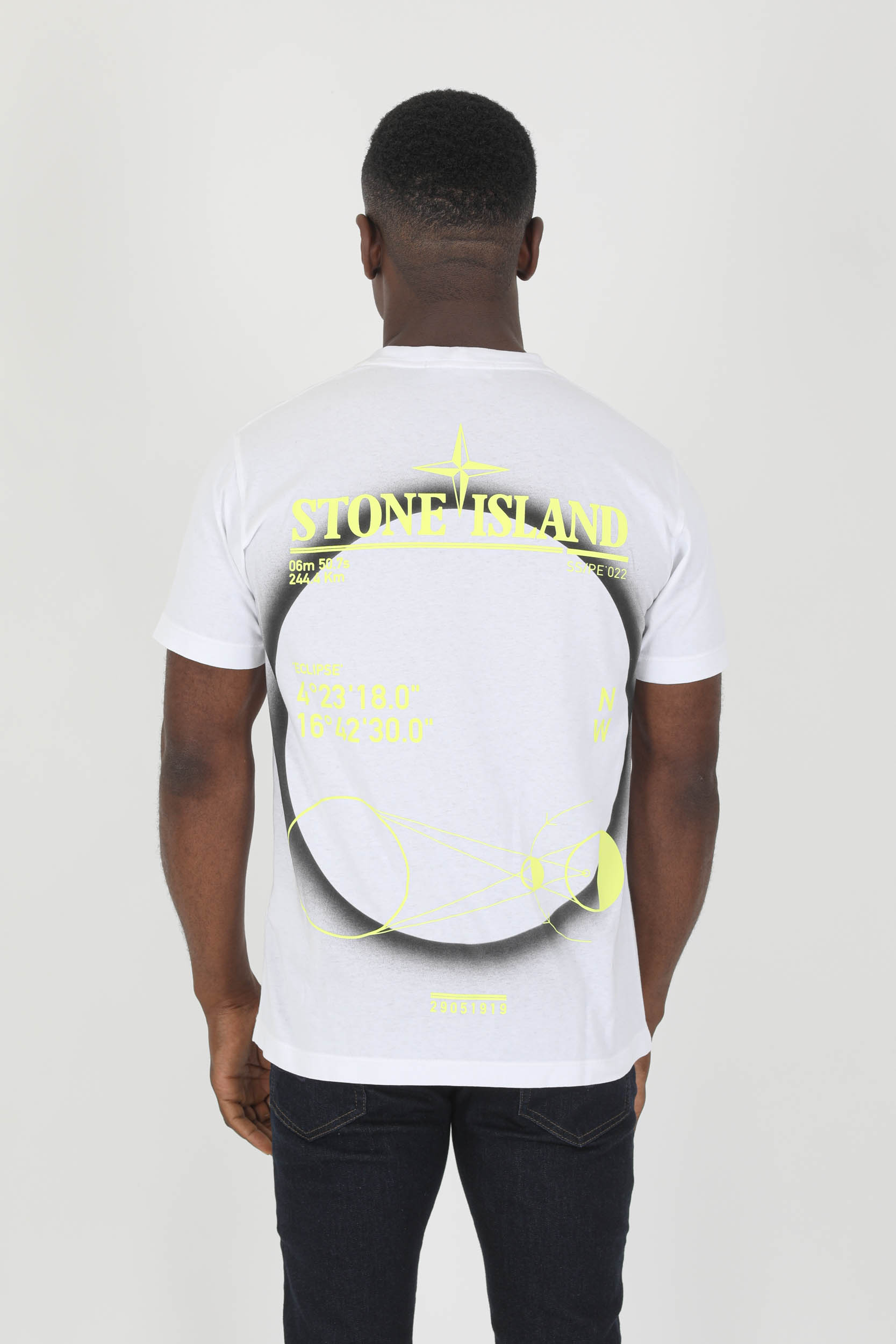 T-SHIRT STONE ISLAND BLANC/JAUNE LOGO 76152NS97-V0001