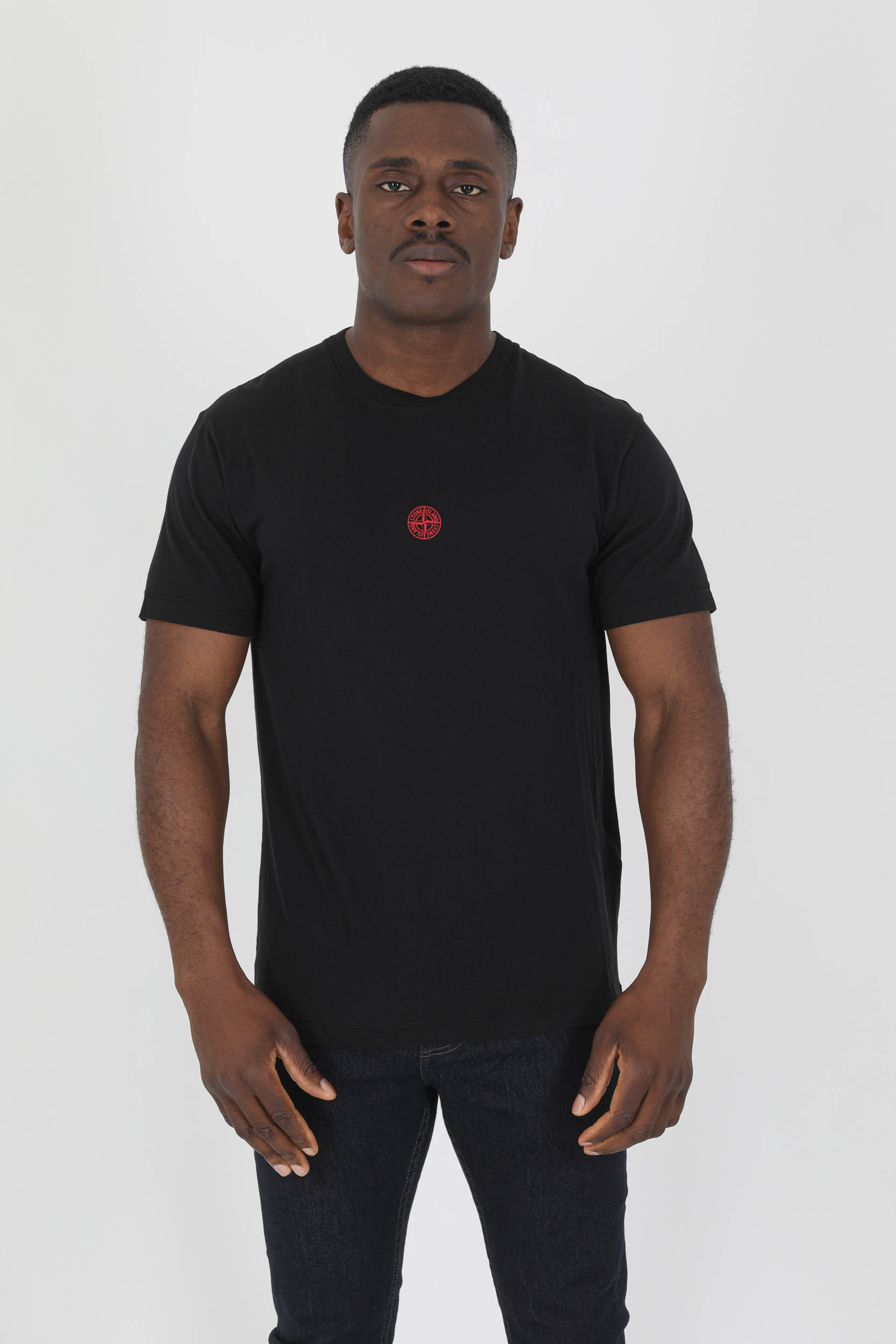 T-SHIRT STONE ISLAND NOIR/ROUGE LOGO 76152NS97-V0029