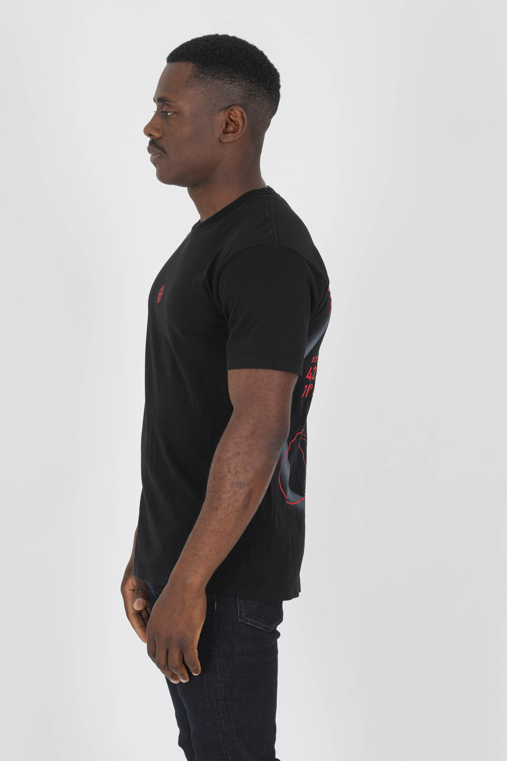 T-SHIRT STONE ISLAND NOIR/ROUGE LOGO 76152NS97-V0029
