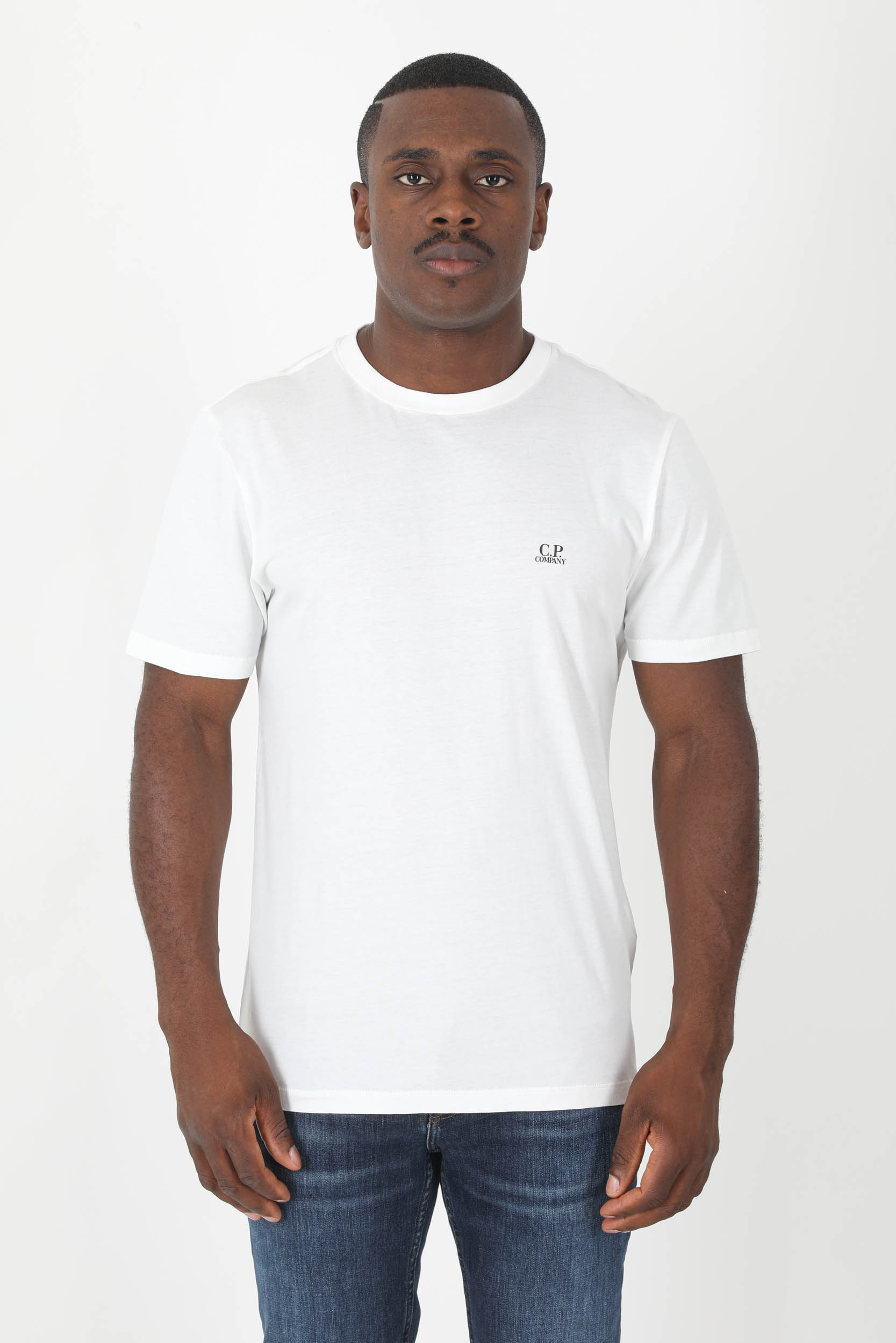 T-SHIRT C.P COMPANY BLANC PETIT LOGO S046A-103