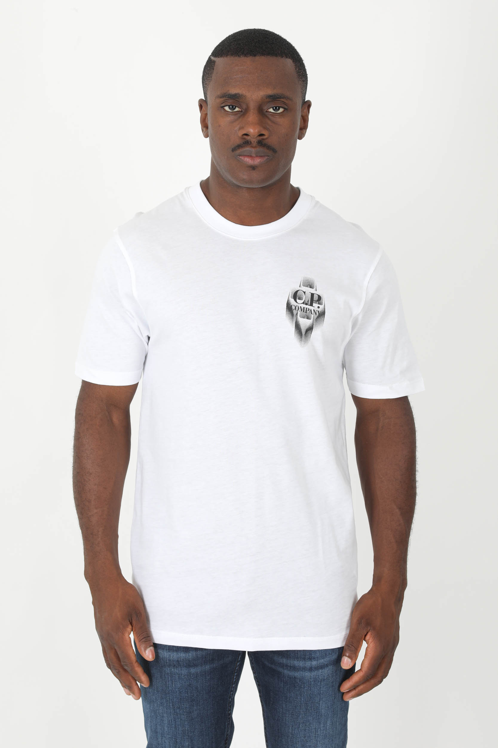 T-SHIRT C.P COMPANY BLANC LOGO S227A-103